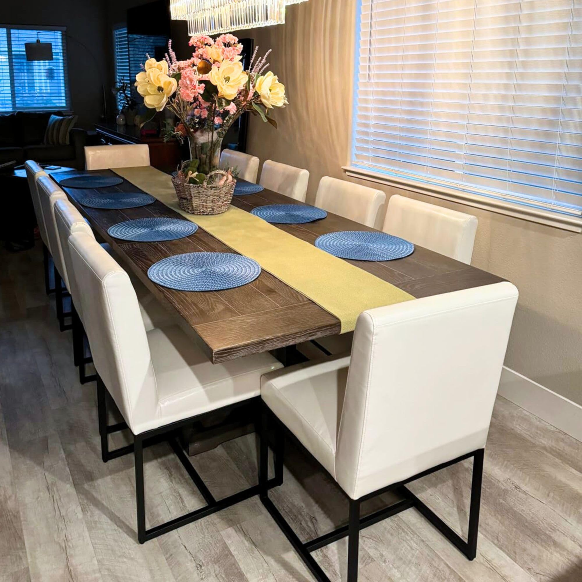Modern PU Leather Kitchen Chairs Set of 2 - Comfortable Upholstered Dining Chairs with Black Metal Frame - White Contemporary Side Chairs for Kitchen, Dining Room, Breakfast Nook & Small Spaces