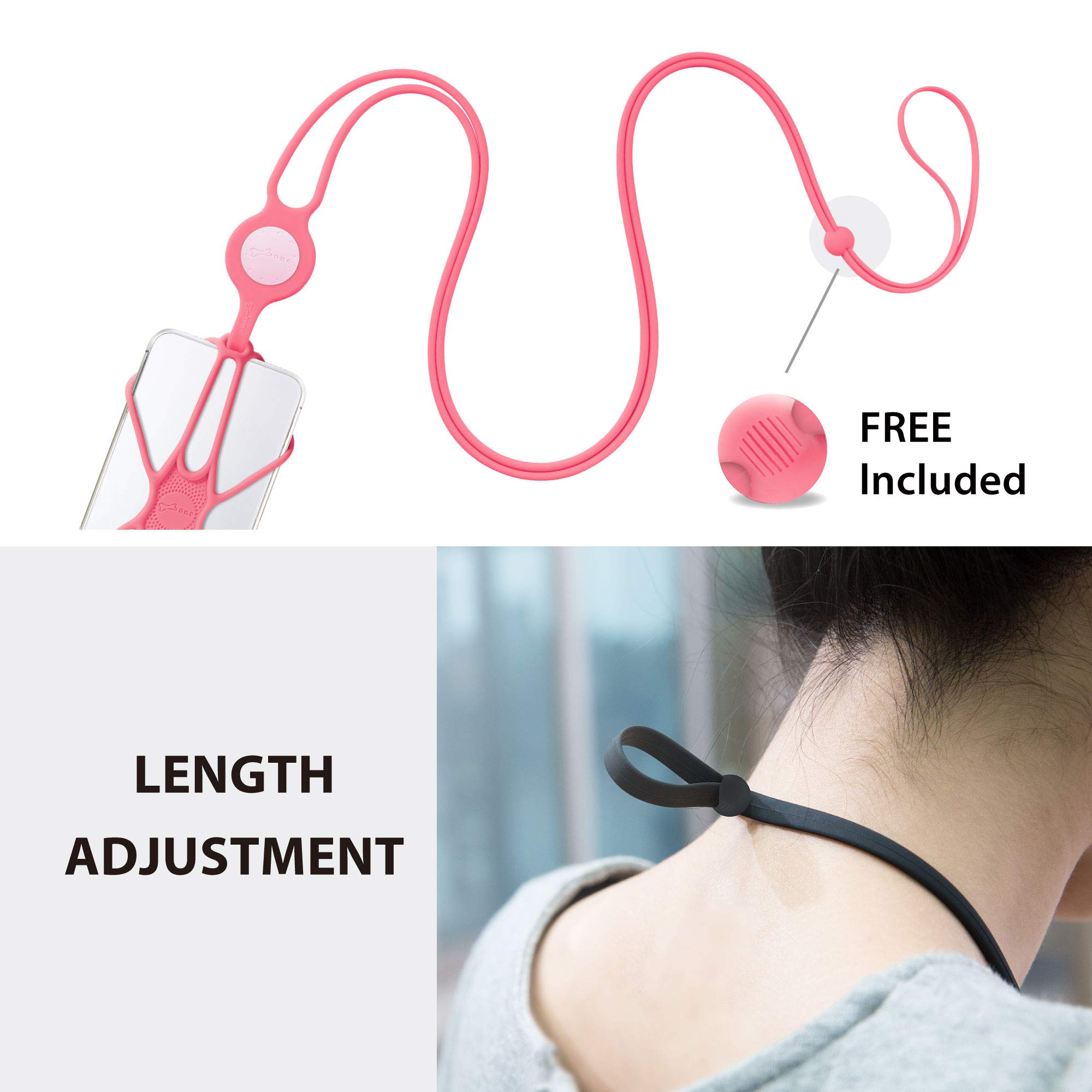 Adjustable Silicone Phone Lanyard - Universal Neck Strap Holder for iPhone, Samsung & Most Smartphones - Secure Hands-Free Carrying for Work, Travel & Outdoor Activities