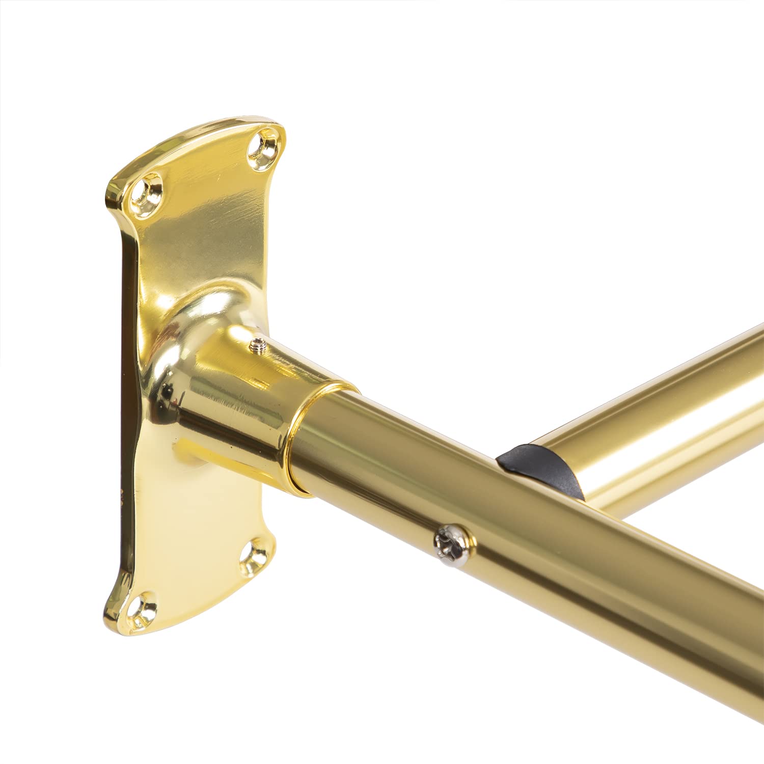 Rustproof Aluminum D-Shaped Shower Curtain Rod with Ceiling Support - Gold Finish (61