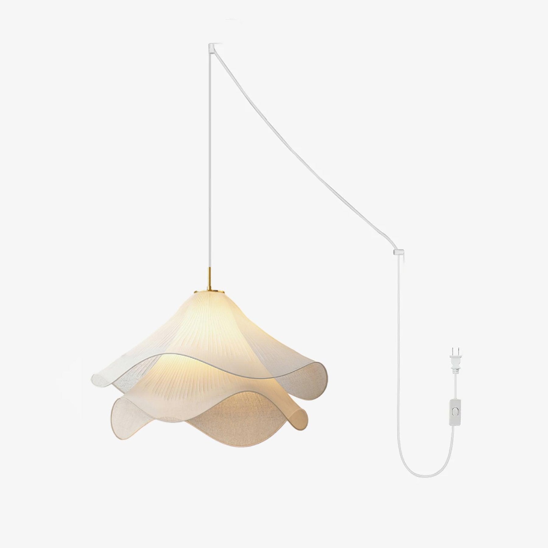 Ethereal Bloom Plug-in Pendant Light - Modern Floral Glass Ceiling Lamp for Bedroom, Living Room & Kitchen Decor | Dimmable Hanging Light Fixture with On/Off Switch