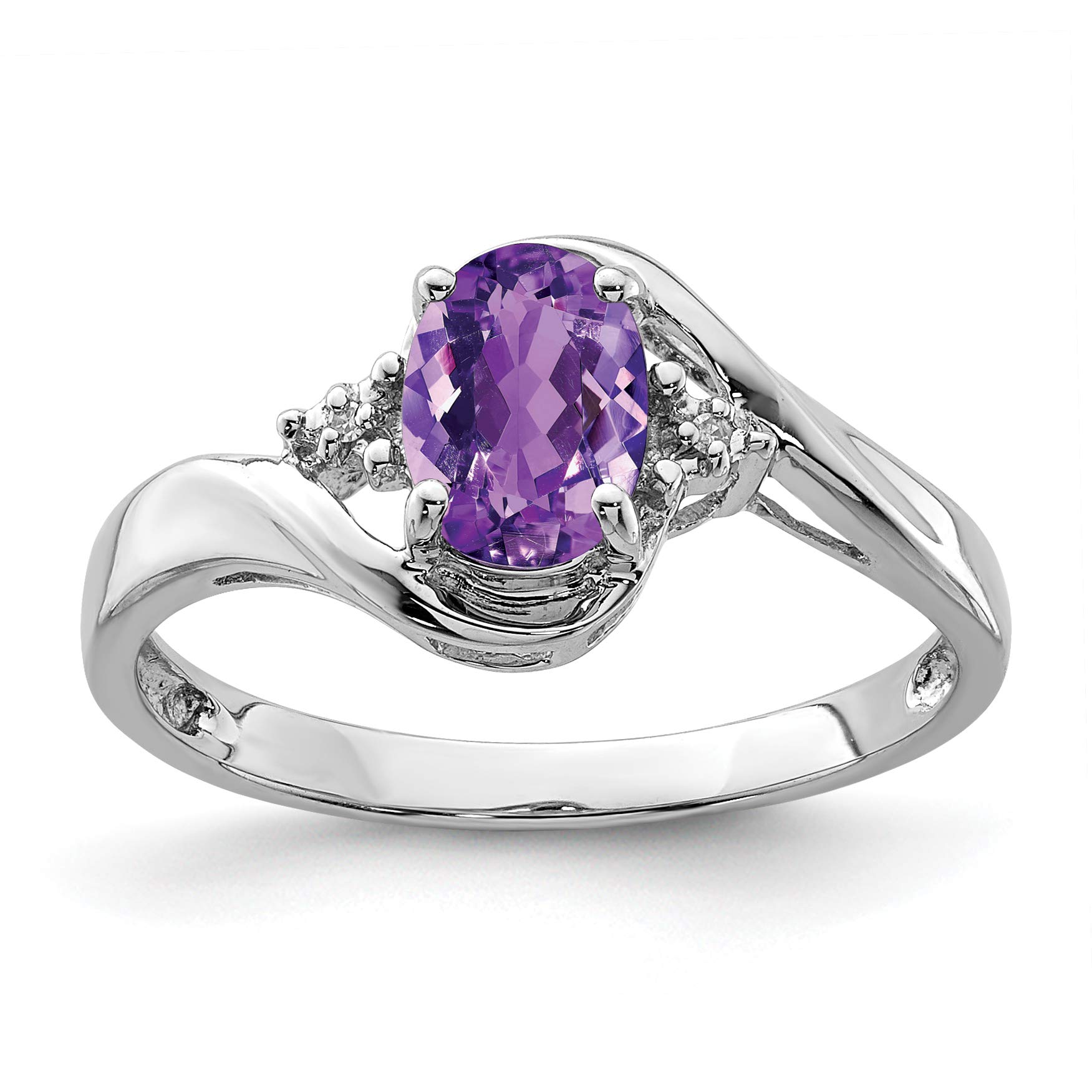 Diamond2Deal 925 Sterling Silver Diamond & Amethyst Oval Engagement Ring - 0.61ct Genuine Gemstone, Size 5-10, Perfect for Proposals, Anniversaries & Special Occasions