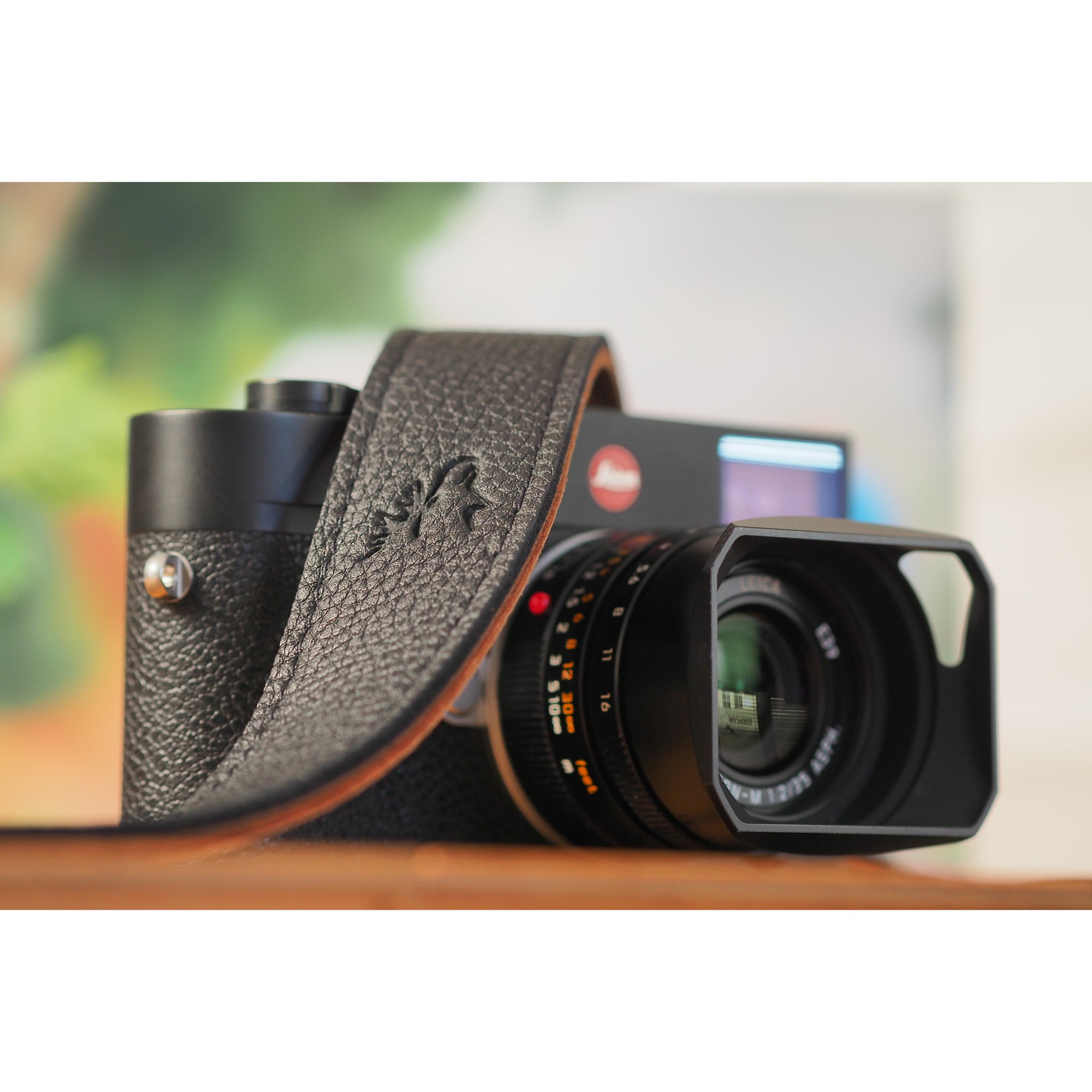 EDDYCAM 35mm Wide Elk Leather Neck Strap - Black/Natural with Black Stitching - Premium Camera Strap for DSLR, Mirrorless & Film Cameras - Perfect for Photographers, Travel & Outdoor Shooting