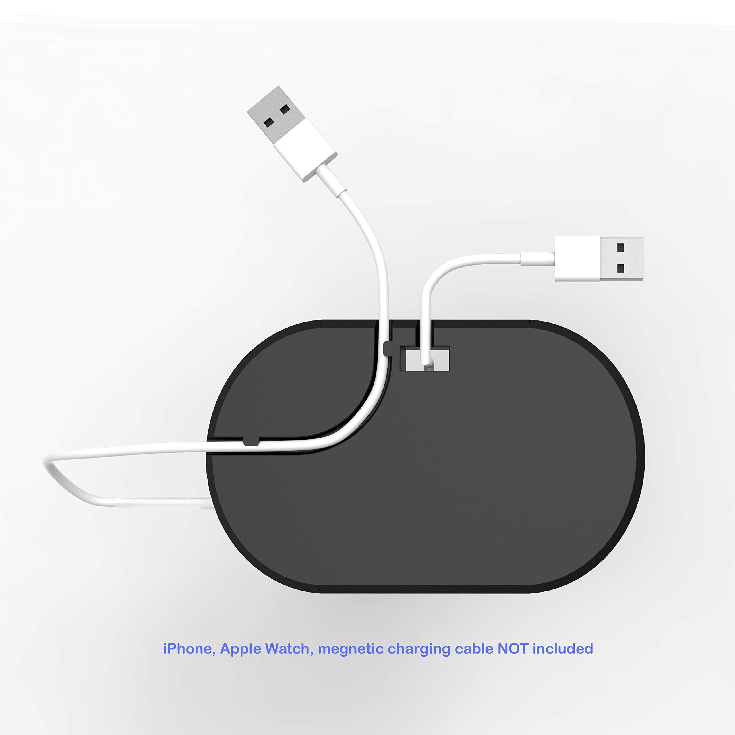 2 in 1 Apple Watch & iPhone Charging Station with Built-in Slots - Compatible with iPhone & Apple Watch Series 3 38mm/42mm (Black) - Perfect for Bedside, Office & Travel Charging Needs