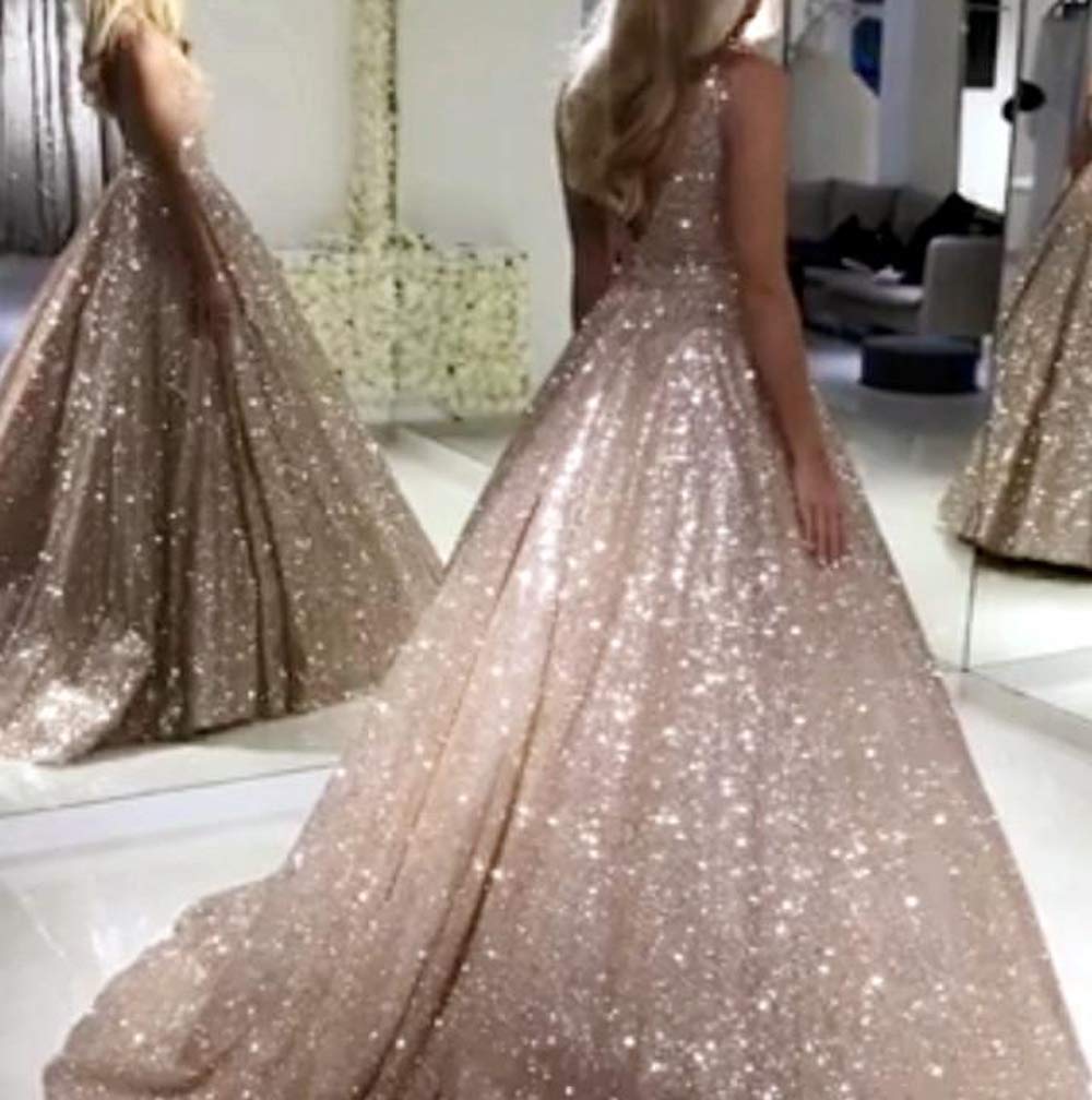Elegant A-Line Prom Dresses for Women - Sparkling Glitter Long Cocktail Evening Gown for Formal Events | Perfect for Homecoming, Prom Night & Special Occasions