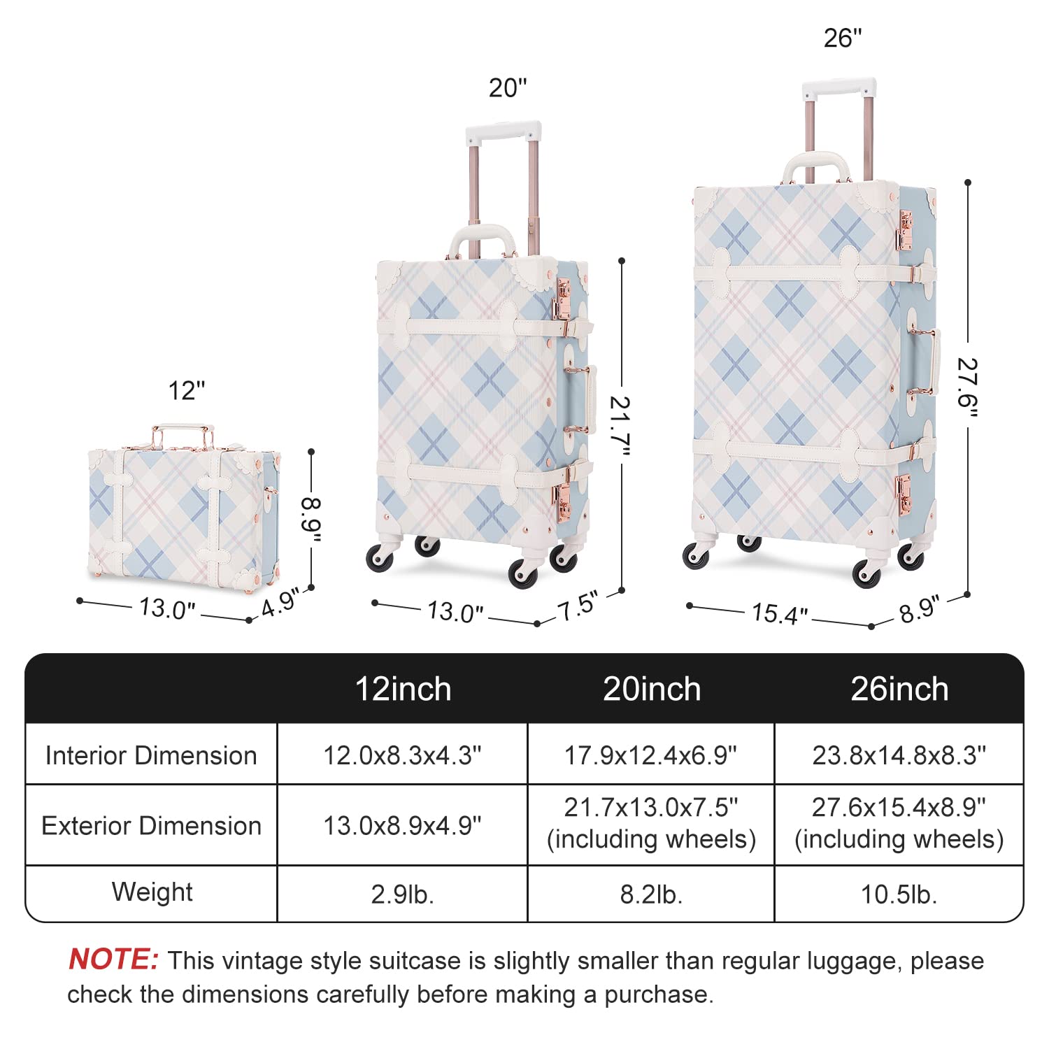 Vintage 3 Piece Suitcase Set - 26