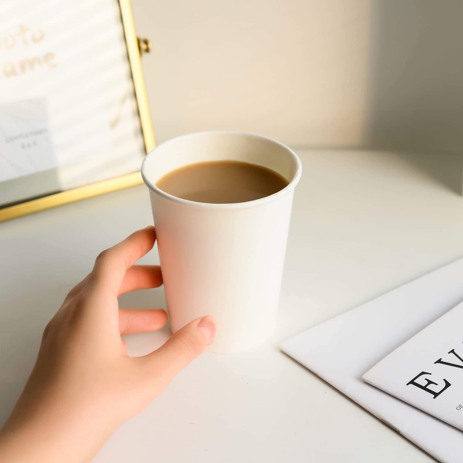 RACETOP 12 oz Disposable Hot Paper Coffee Cups [1000 Pack] - Heavy Duty White Paper Cups for Coffee, Tea, Hot Chocolate - Perfect for Offices, Cafes, Events & Catering