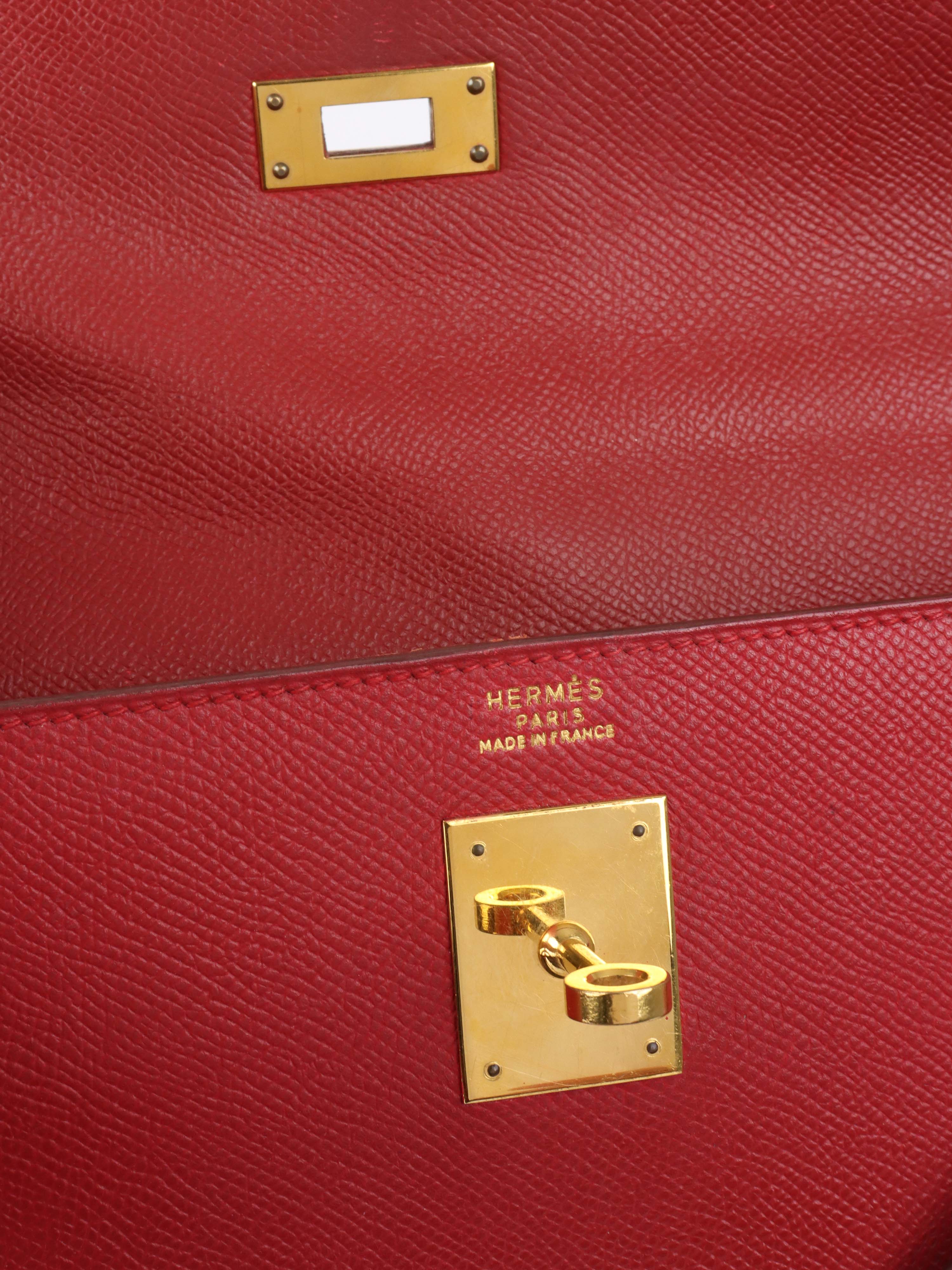 Authentic Hermes Kelly 32 Bag Rouge H Red Gold Hardware 1994 Vintage - Luxury Handbag for Women, Perfect for Parties & Special Occasions