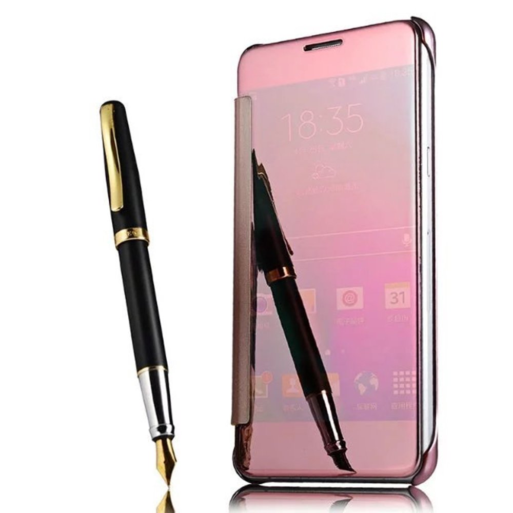Samsung Galaxy S9 Plus Mirror Case 2018 - Shinetop Slim Fit Electroplated Flip Cover with Clear View Window | 360° Full Body Shockproof Protective Case in Rose Gold | Perfect for Business, Travel & Everyday Use