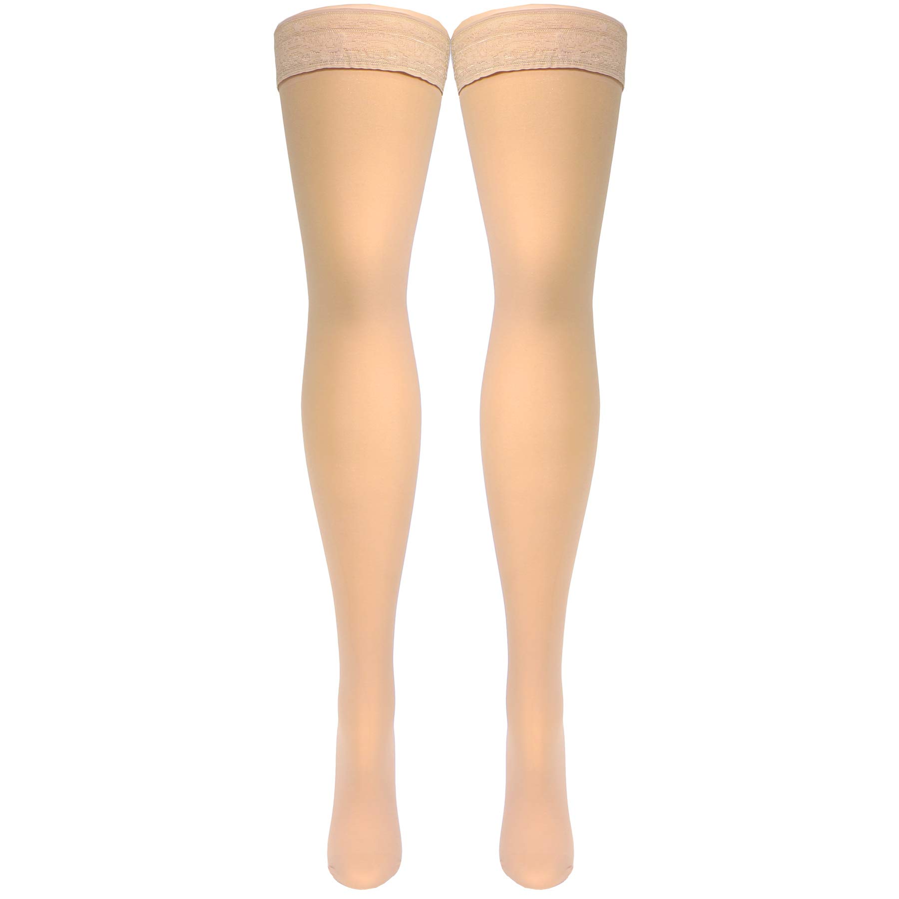 Truform Sheer Compression Stockings 20-30 mmHg - Women's Thigh High Support Stockings, 30 Denier Beige, Medium Size | Perfect for Varicose Veins Relief, Travel & Nursing Comfort