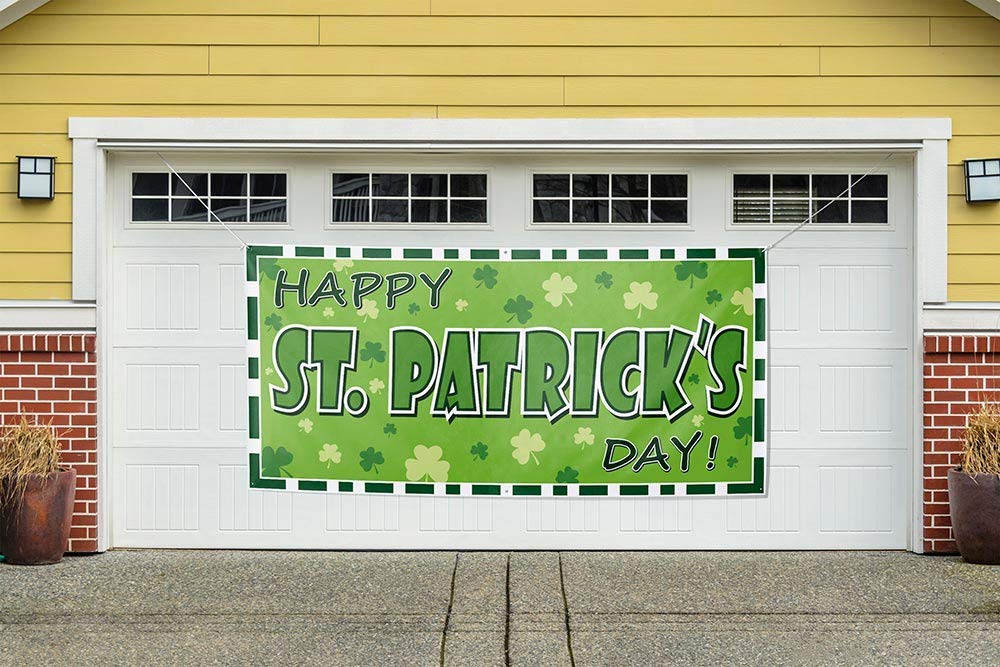 St. Patrick's Day Garage Door Banner - Outdoor Holiday Decorations for Spring - Shamrock Themed Party & Home Decor - Perfect for Front Yard, Porch & Festive Celebrations