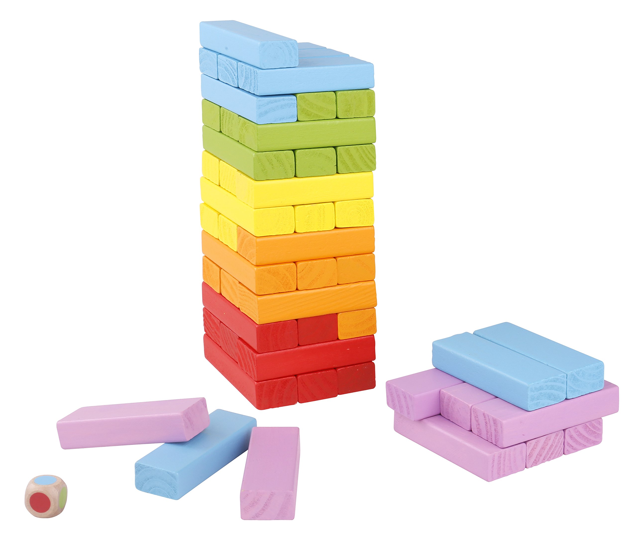 Pidoko Wooden Stacking Blocks (49 Pcs) - Montessori Toys for Kids & Family Game Night - Storage Bag Included