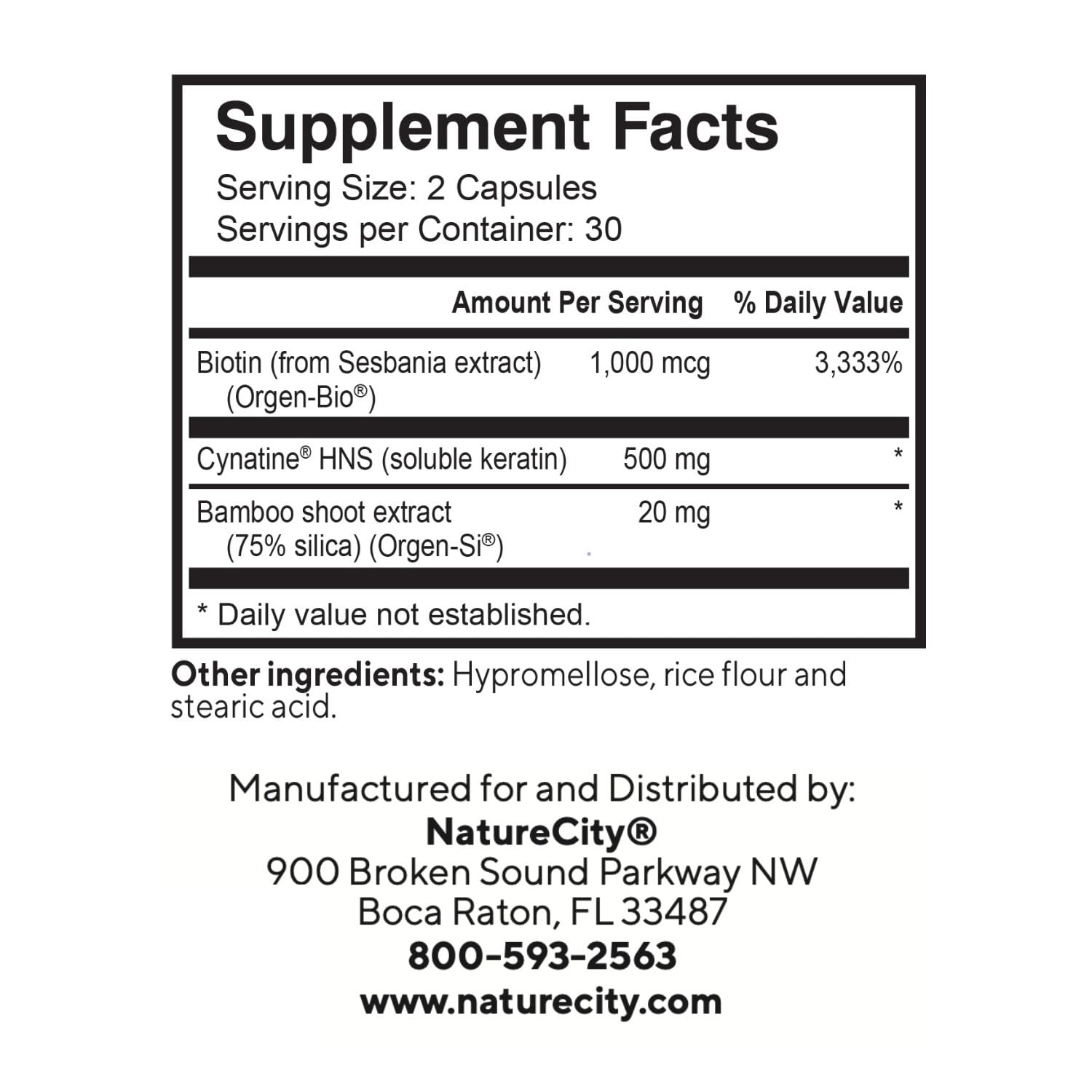 NatureCity True-HNS Hair, Nails & Skin Supplement with Cynatine Keratin & Plant-Based Biotin - 120 Vegan Capsules for Fuller, Stronger Hair & Nails | Non-GMO, Gluten-Free | Perfect for Daily Beauty & Wellness Routine