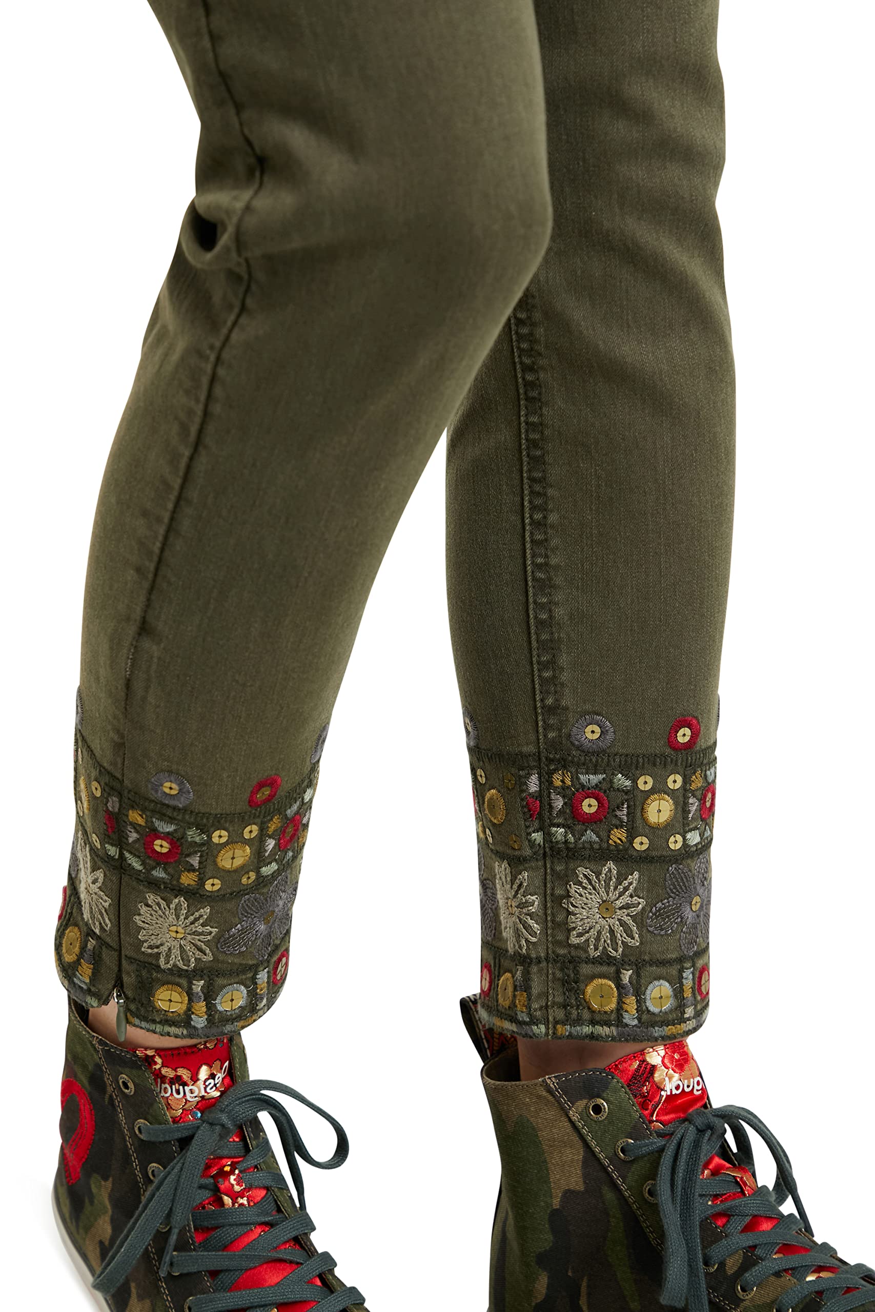 Desigual Women's Non Denim Ankle Pants - Stylish Stretch Casual Trousers for Women | Perfect for Work, Travel & Everyday Wear