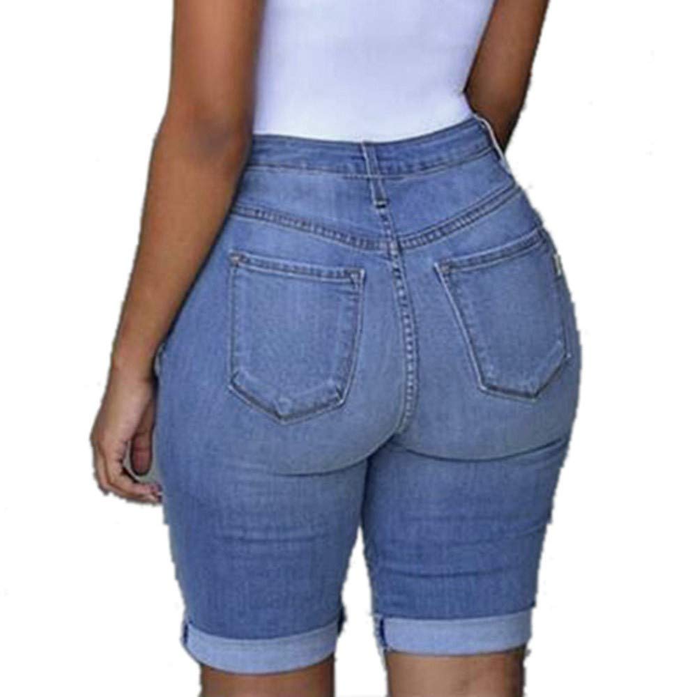 Petite to Plus Size Ripped Denim Leggings for Women - Stretch Elastic High Waisted Destroyed Jeans Shorts with Holes | Casual Wear, Street Style, Summer Outfits