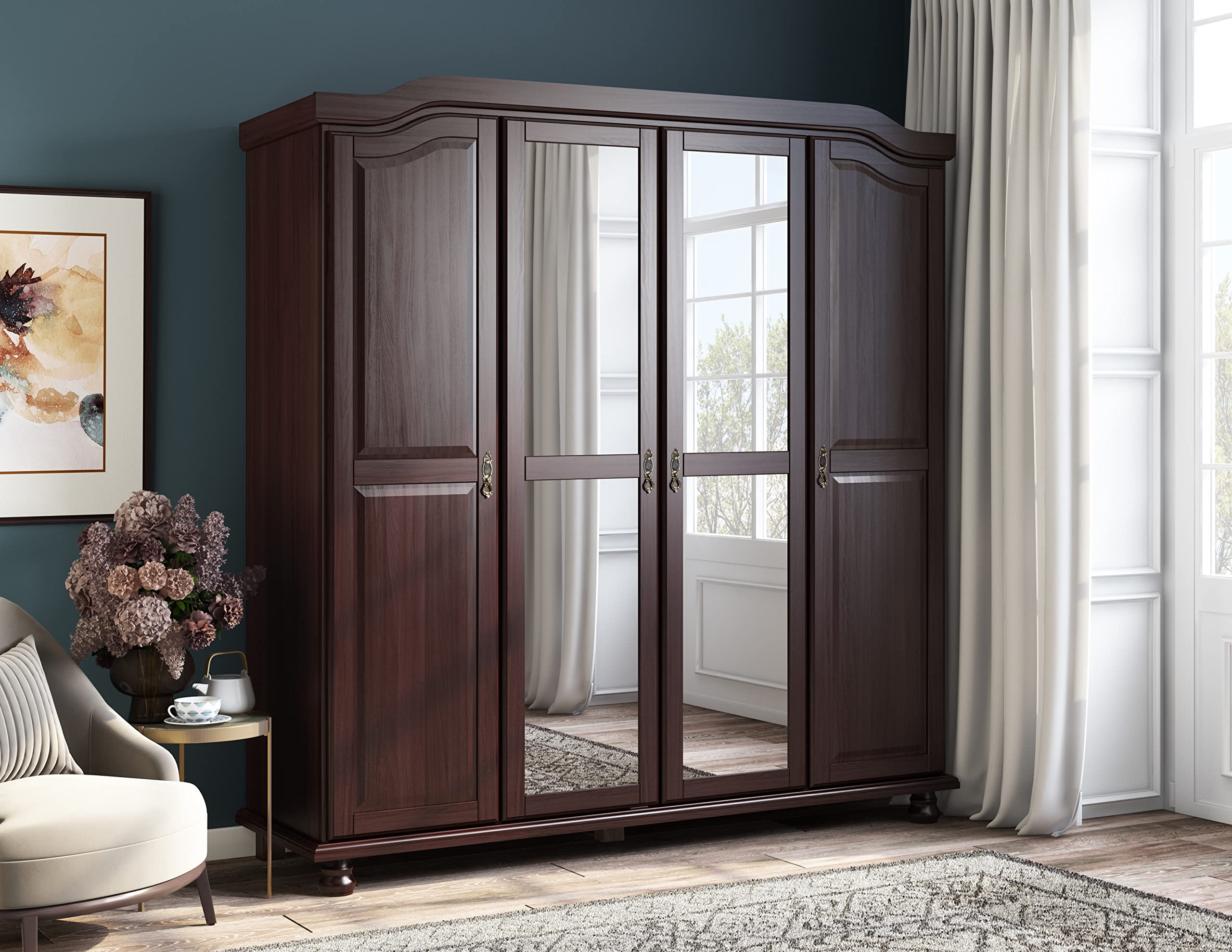 Palace Imports 100% Solid Wood Set of 4 Small Shelves for Wardrobe, Armoire & Closet Organization - Java Espresso Finish | Perfect for Bedroom Storage, Closet Organizers & Home Decor