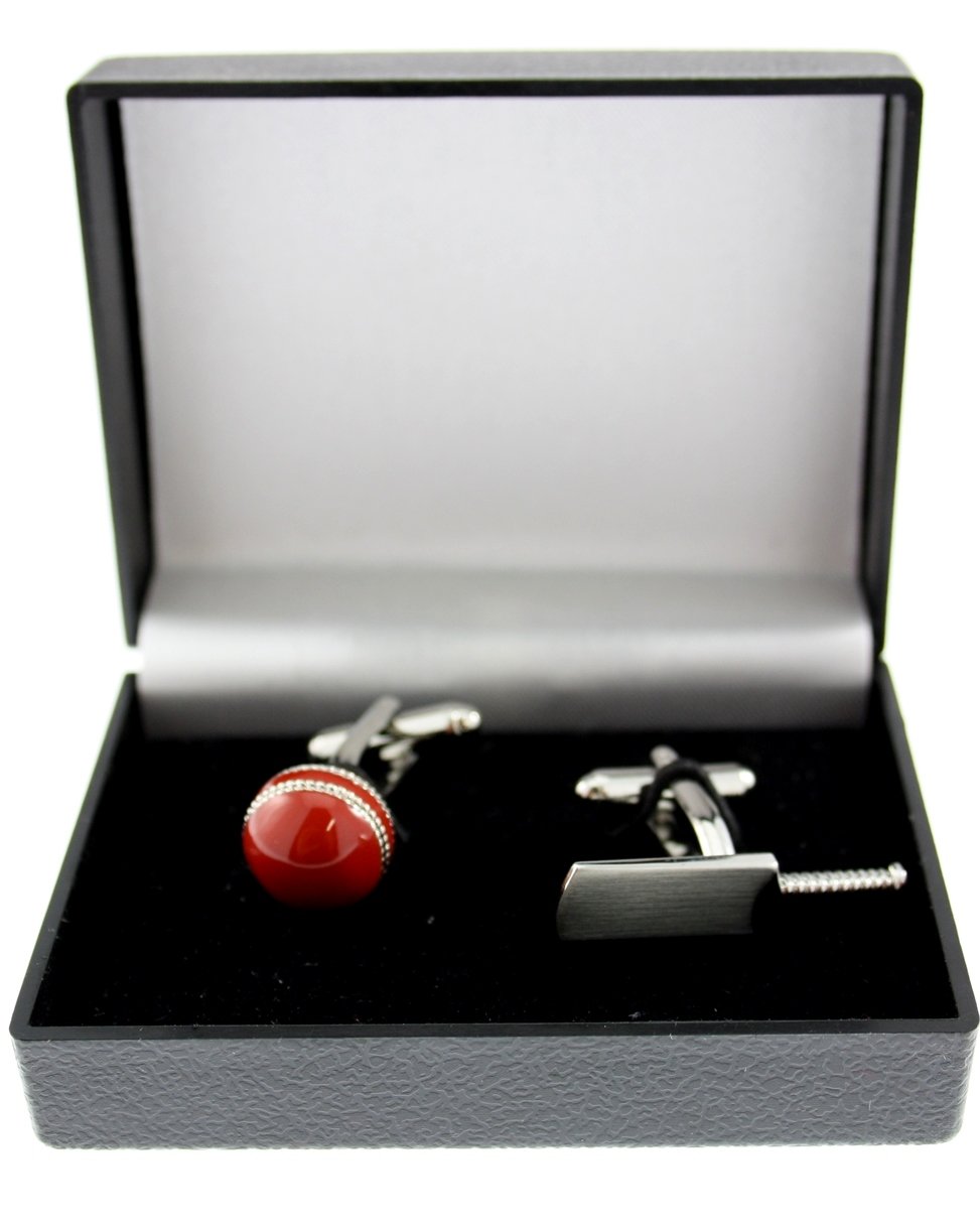 Zac's Alter Ego Cricket Bat & Ball Cufflinks Set in Elegant Gift Box - Perfect for Cricket Fans, Groomsmen Gifts & Formal Occasions