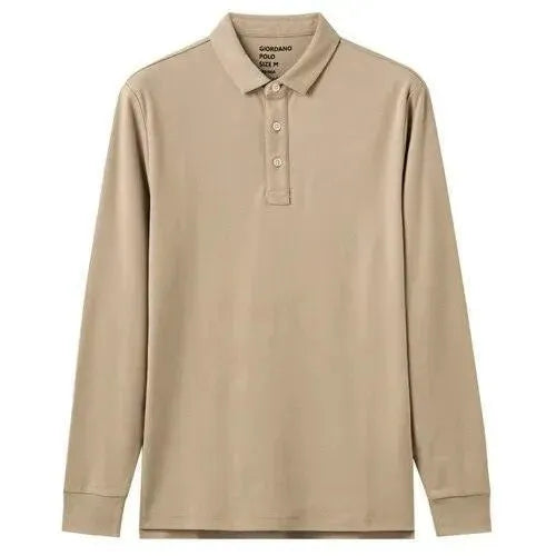 Premium Thick Cotton Men's Polo Shirt - Long Sleeve Casual Button Down Shirt for Business, Golf & Everyday Wear