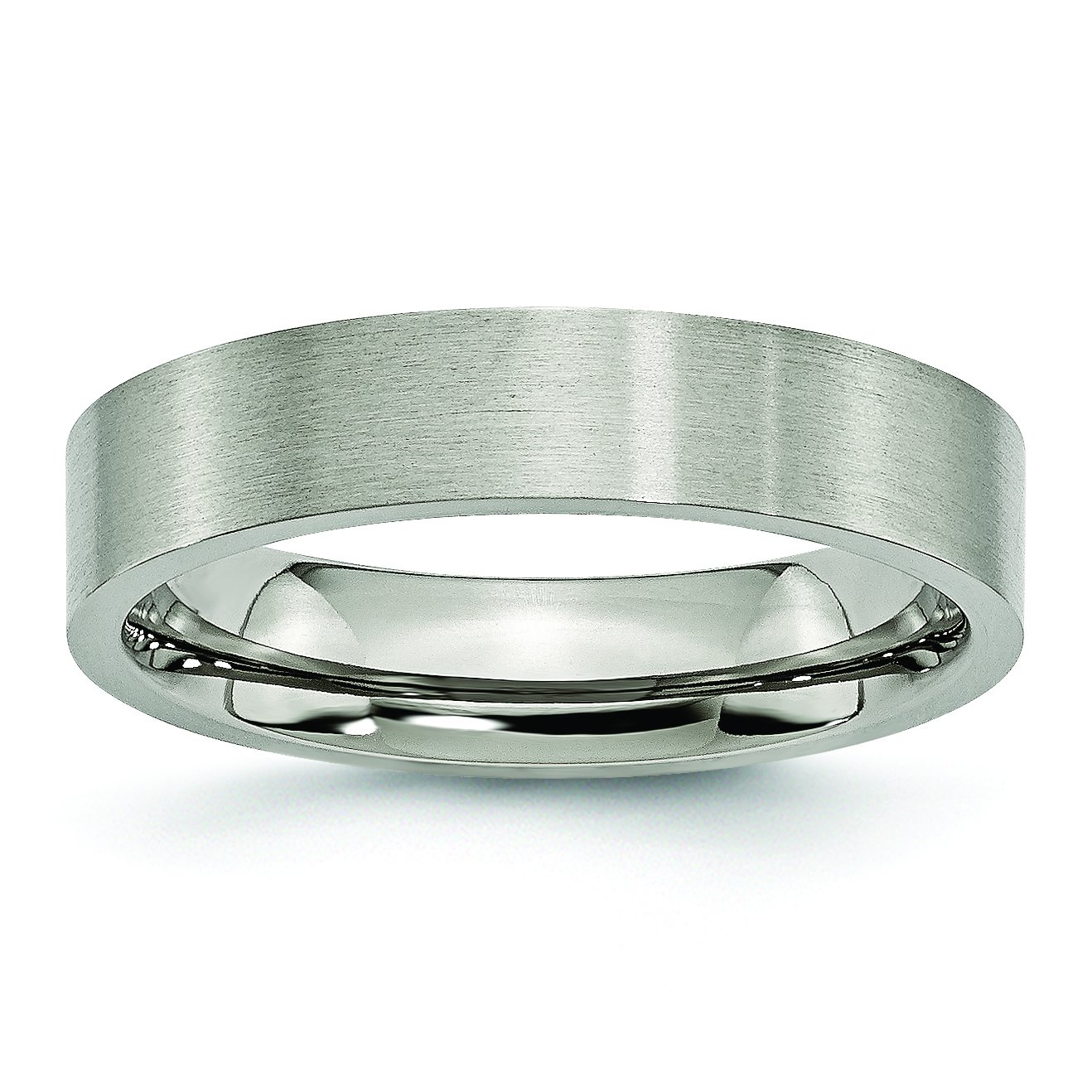 Men's Titanium Flat 5mm Brushed Wedding Band Ring - Durable & Comfortable Wedding Ring for Men, Perfect for Engagement, Anniversary and Everyday Wear