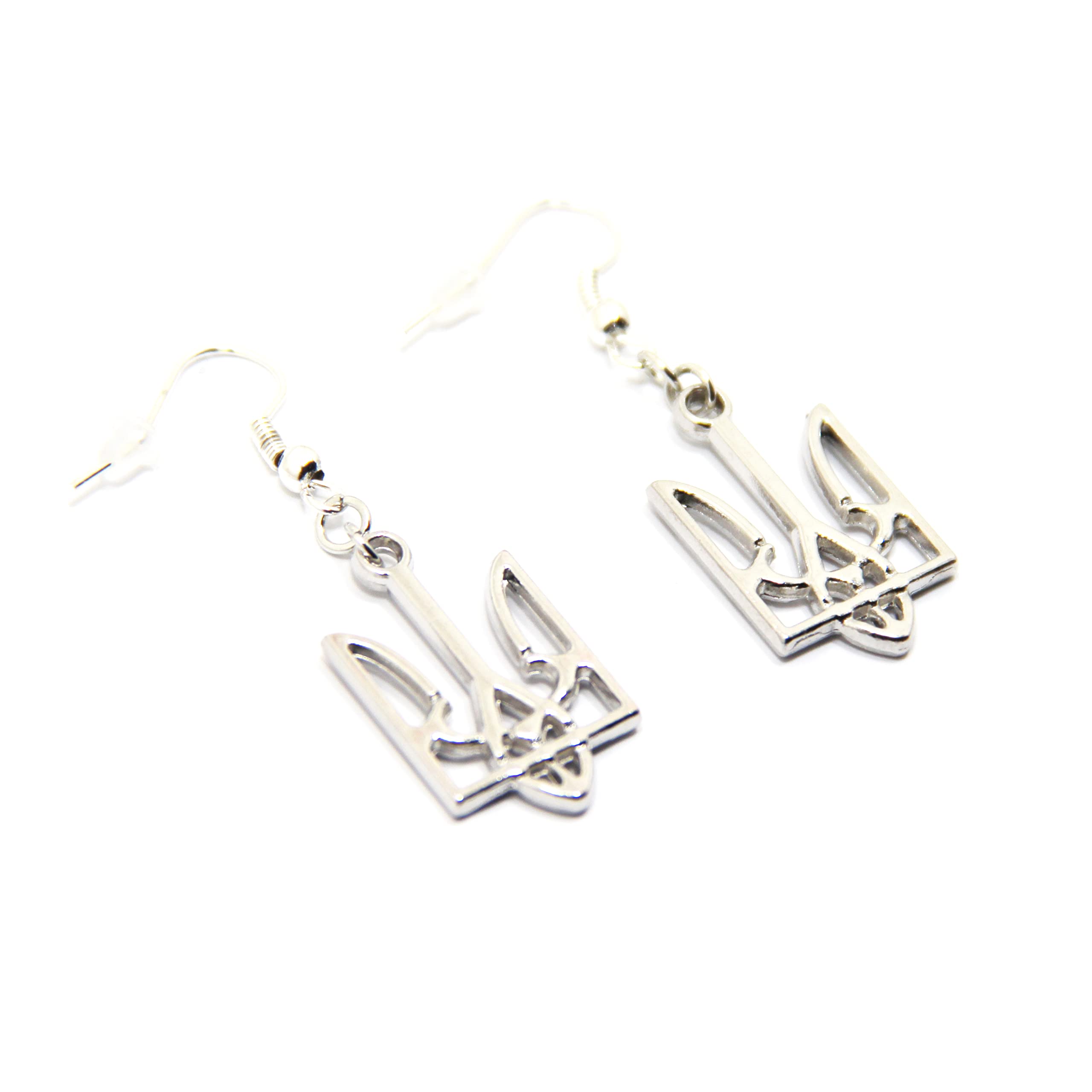 Handmade Ukrainian Earrings - Authentic Tryzub Trident Jewelry from Ukraine | Pray for Ukraine Symbolic Gift | Perfect for Cultural Events, Weddings & Patriotic Occasions