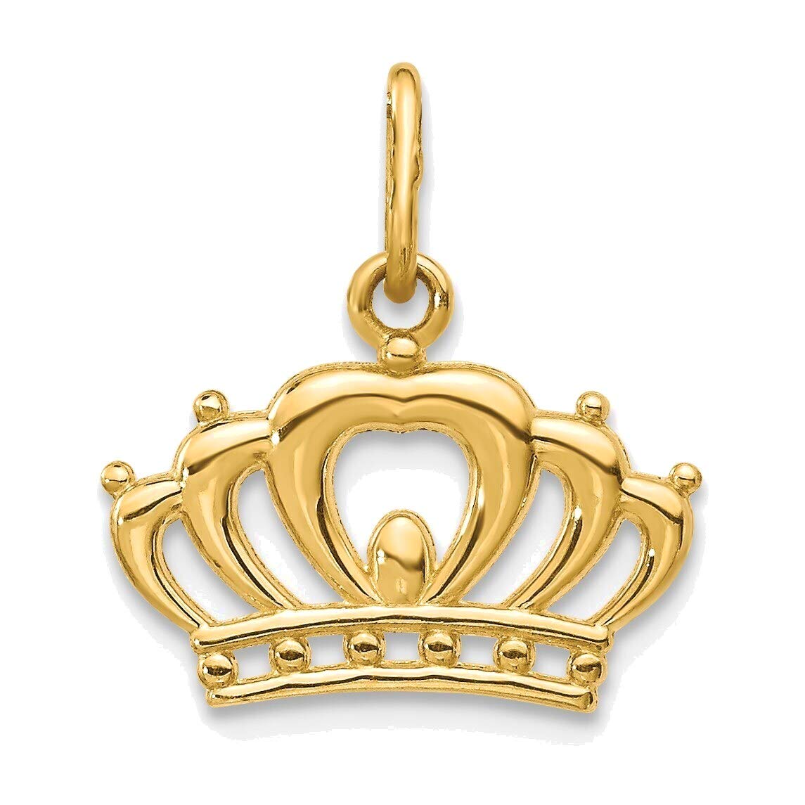 14K Yellow Gold Crown Charm Jewelry for Women - Elegant Gift