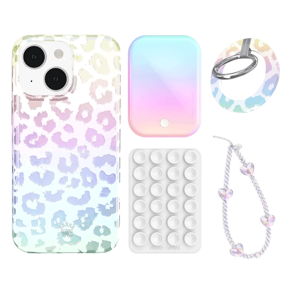 White Opal Leopard iPhone Case with Grip - Stylish Protective Phone Cover for iPhone 13/14/15 Pro Max - Perfect for Work, Travel & Everyday Use