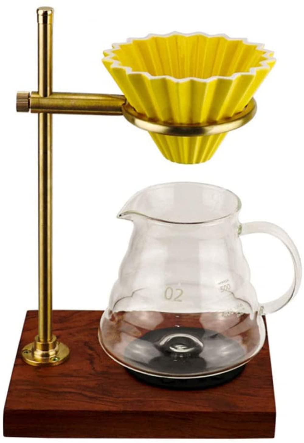 Adjustable Coffee Dripper Holder - Manual Wooden Filter Cup Stand with Light Brown Gold Finish | Perfect for Pour Over Coffee, Chemex & Drip Brewing at Home or Cafe