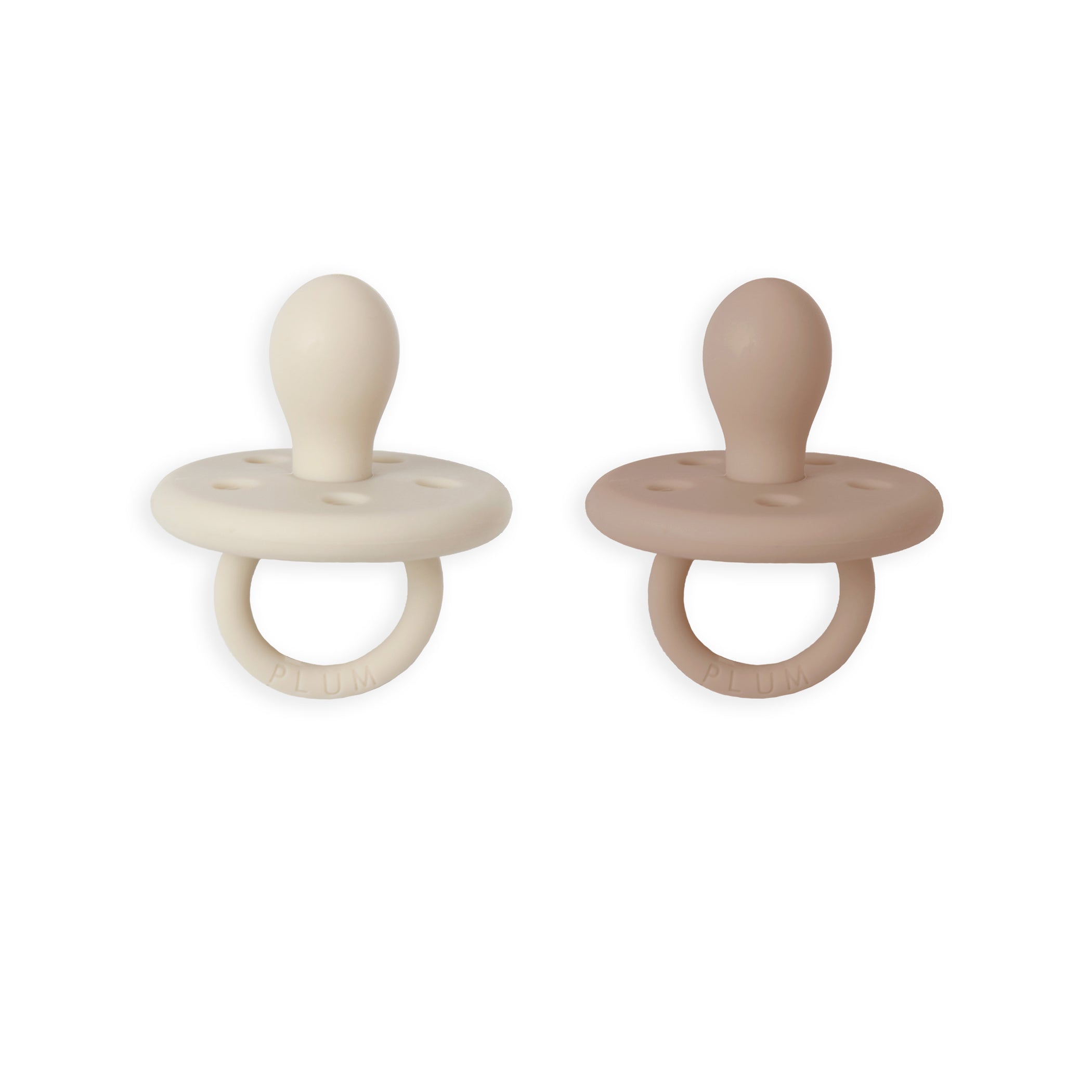 PLUM Silicone Pacifiers & Connector Set for Babies 0-6 Months - Soft, BPA-Free Teething Relief - Perfect for Soothing, Travel & Nursery Use