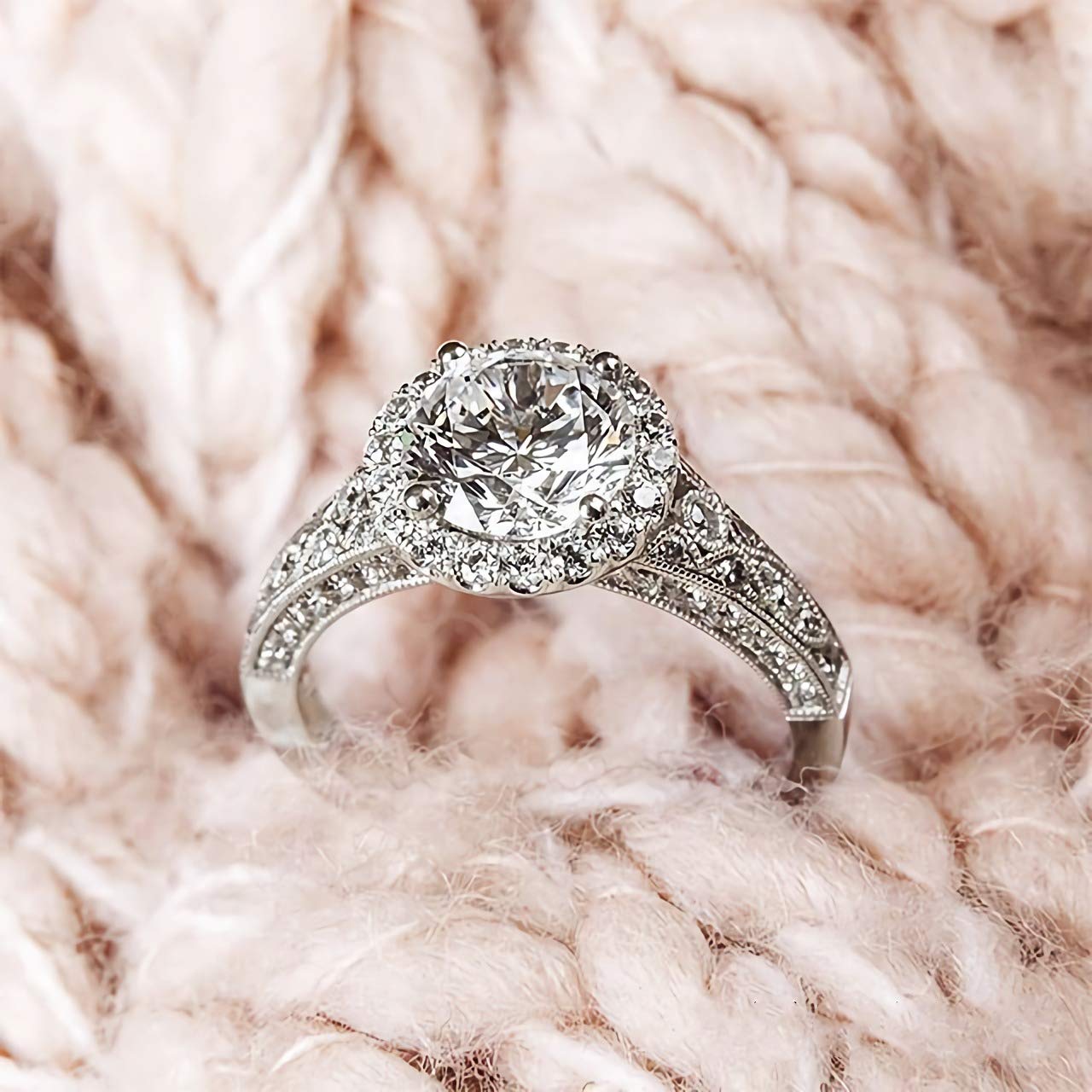 2.26 Carat (CTW) Moissanite Engagement Rings for Women - 10K, 14K, 18K Gold & Platinum Plated Silver - Elegant Wedding, Proposal, Anniversary Jewelry Gift