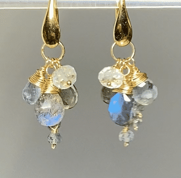 Moss Aquamarine and Labradorite Dangle Earrings - 14K Gold Plated Bohemian Jewelry for Women - Perfect for Weddings, Parties & Boho Fashion