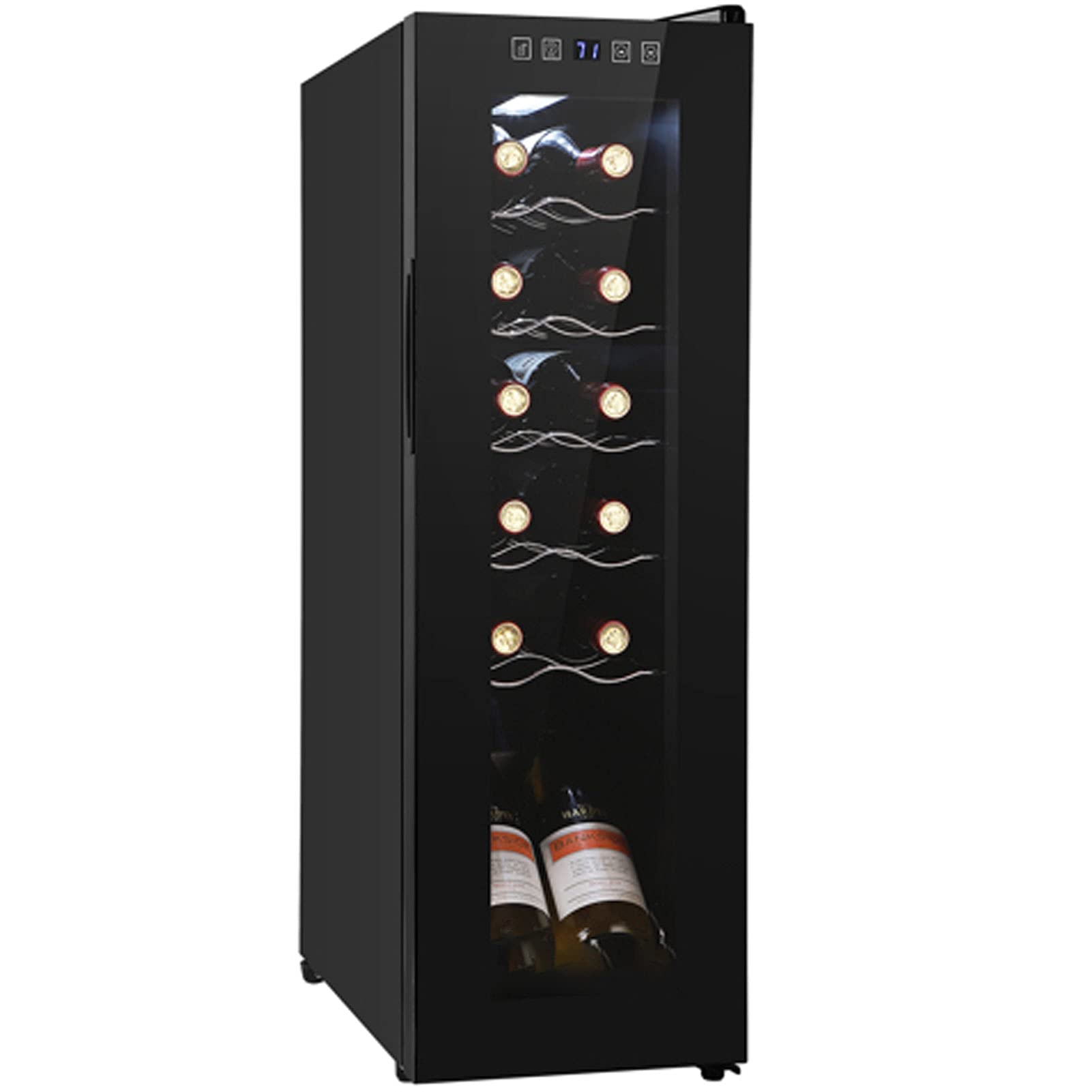 12 Bottle Wine Cooler Refrigerator with Compressor Cooling System - Touch Control, Ultra Quiet, 1.2 Cu.Ft Capacity - Perfect for Home Bars, Kitchen Countertops & Wine Cellars