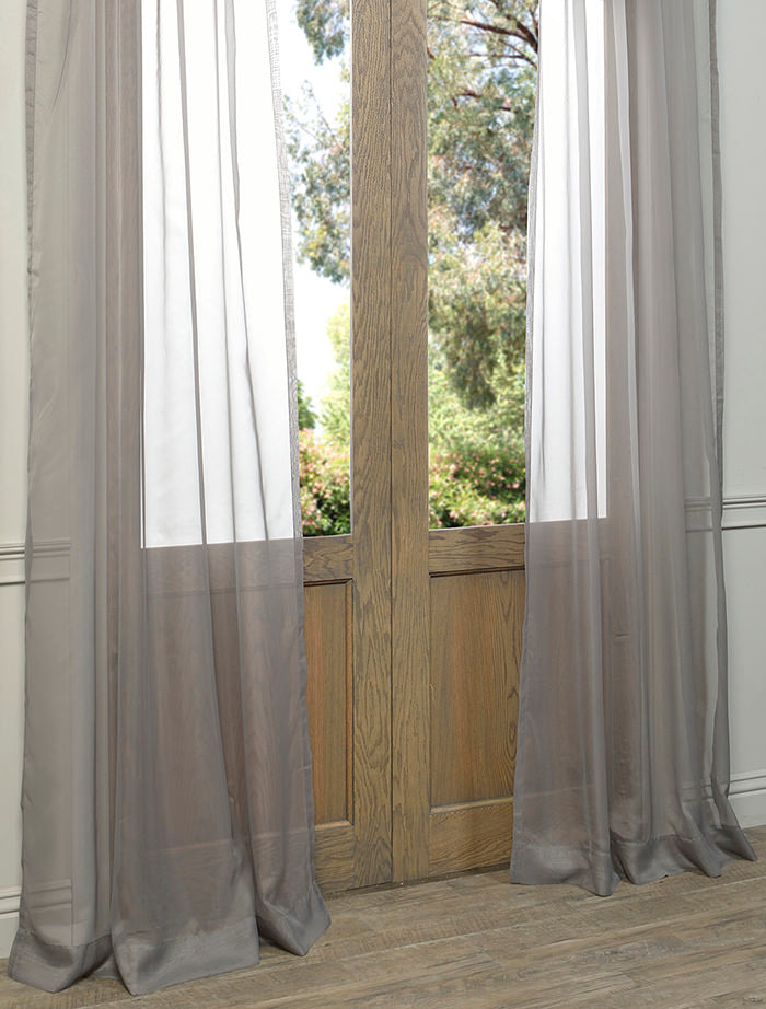 Grey Sheer Curtains for Living Room & Bedroom - Light Filtering Window Drapes (Set of 2 Panels) - Perfect for Privacy & Soft Natural Light