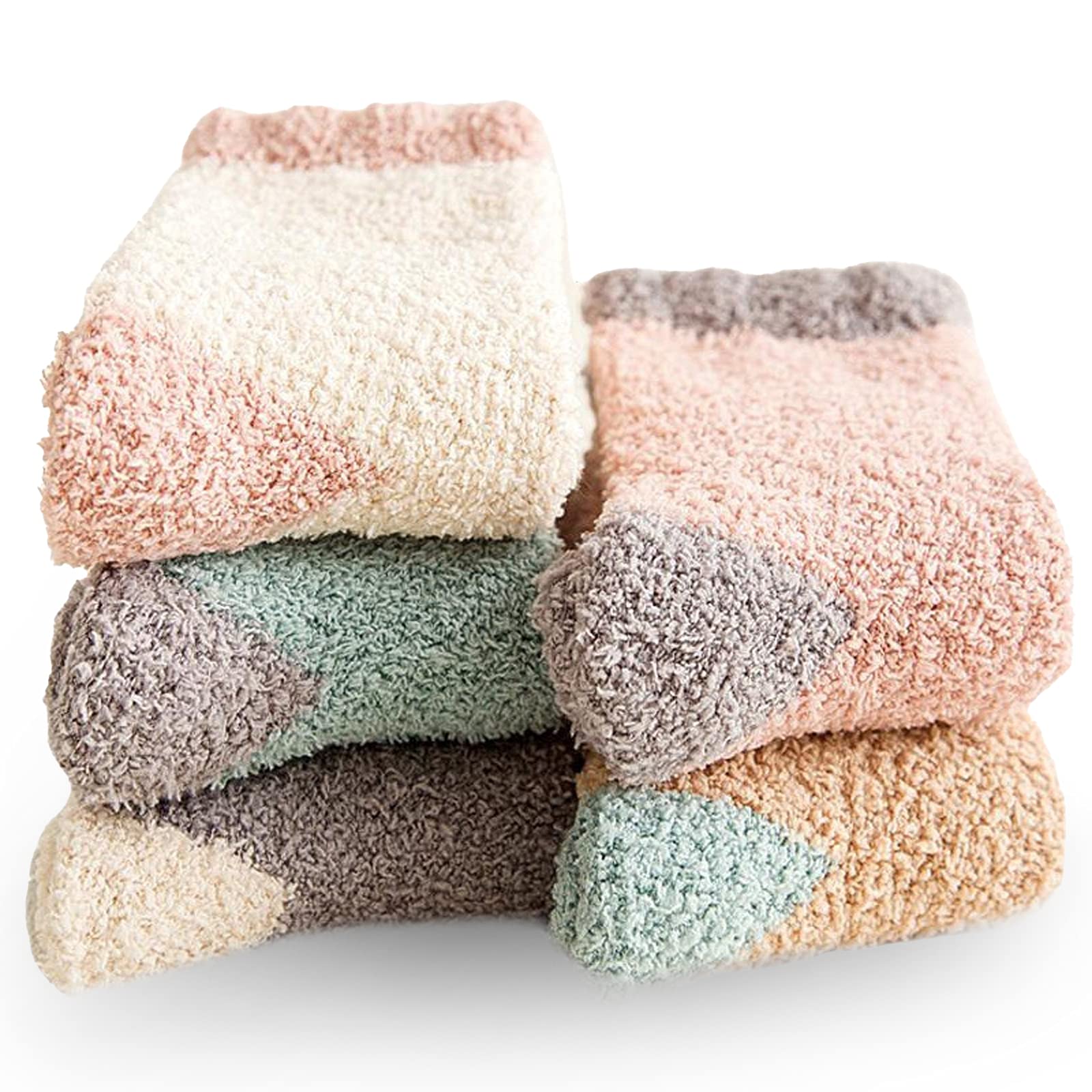 Women's Warm Fuzzy Socks - 5/6 Pairs Soft Fluffy Plush Winter Socks for Cozy Comfort at Home, Christmas Gifts & Cold Weather Wear