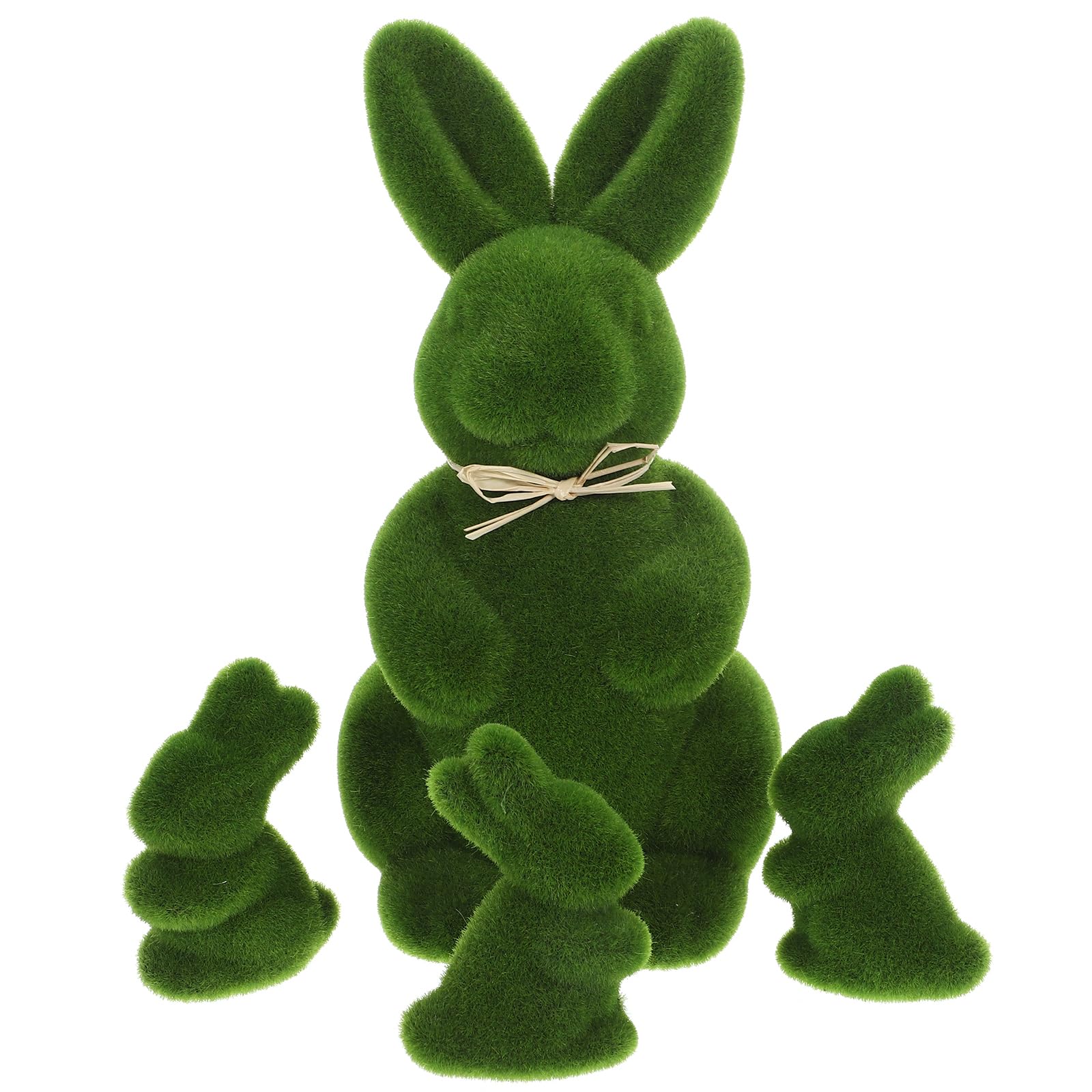4pcs Flocked Bunny Rabbit Figurines - Easter Artificial Turf Grass Decorations for Yard, Garden & Home - Cute Easter Party Favors & Spring Decor