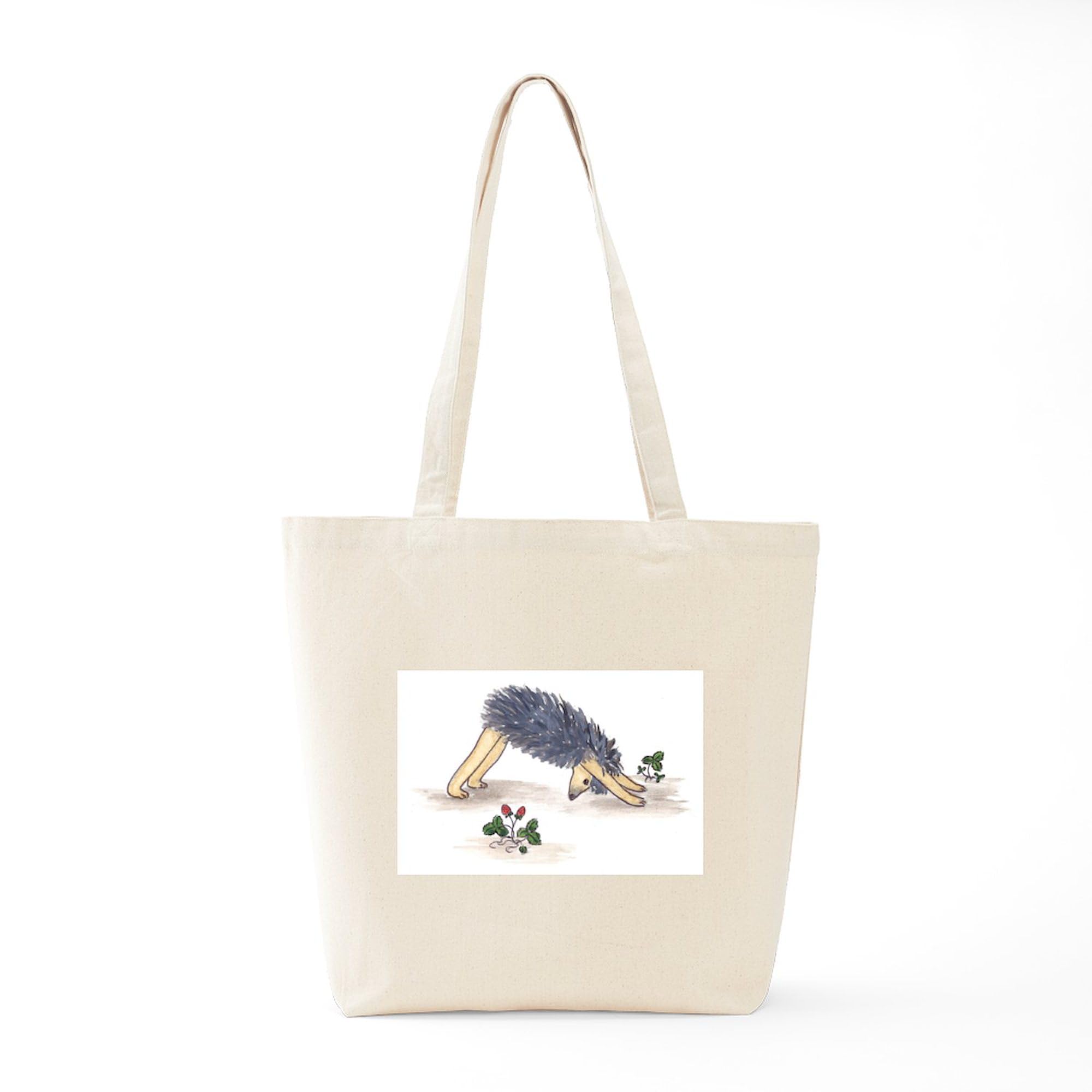 Downward Facing Yoga Hedgehog Canvas Tote Bag - Eco-Friendly Reusable Shopping Bag for Yoga, Gym, Groceries & Beach