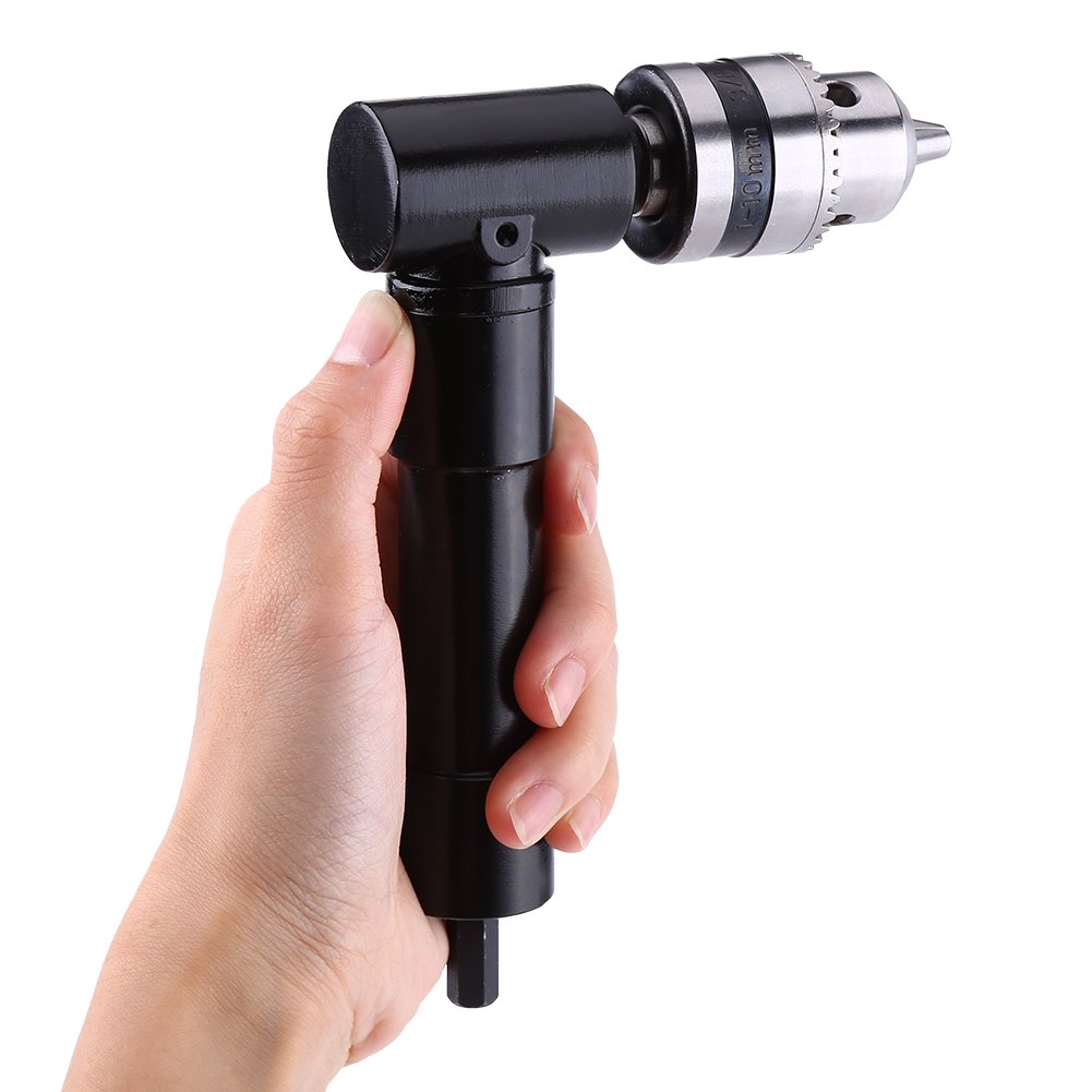 90 Degree Right Angle Drill Attachment - 8mm Hex Shank Drill Adapter with Chuck | Perfect for Tight Spaces & Corner Drilling in Woodworking, Plumbing & DIY Projects