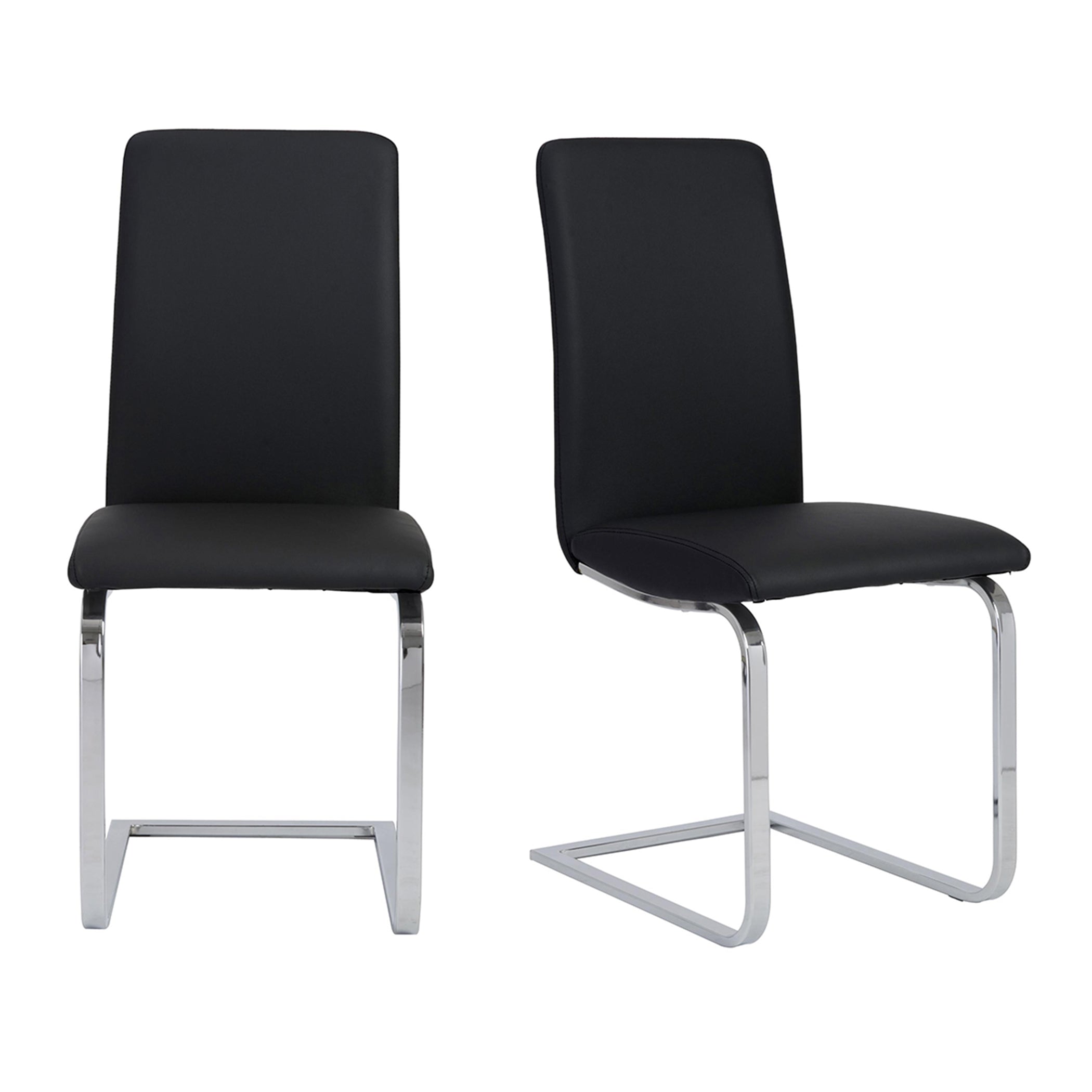 Euro Style Cinzia Modern White Dining Chairs with Chrome Legs - Set of 2, Perfect for Kitchen, Dining Room, and Contemporary Home Decor