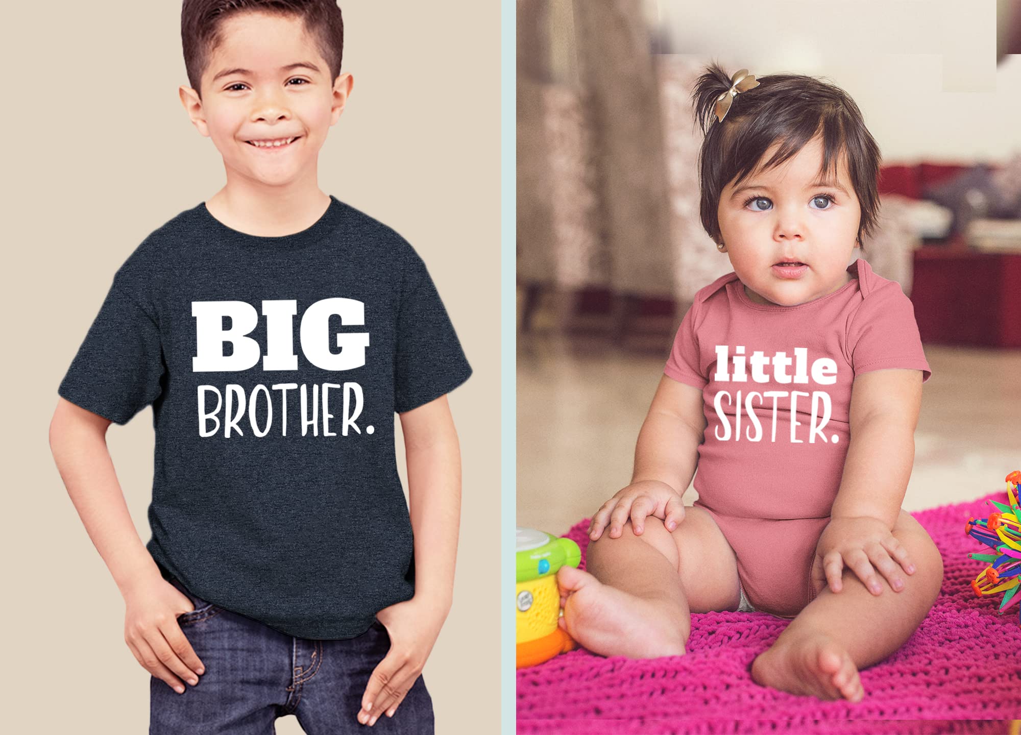 Adorable Toddler Big Brother Little Sister Matching Outfits - Sibling Coordinated Baby Newborn Girl Boy Set for Family Photos & Special Occasions