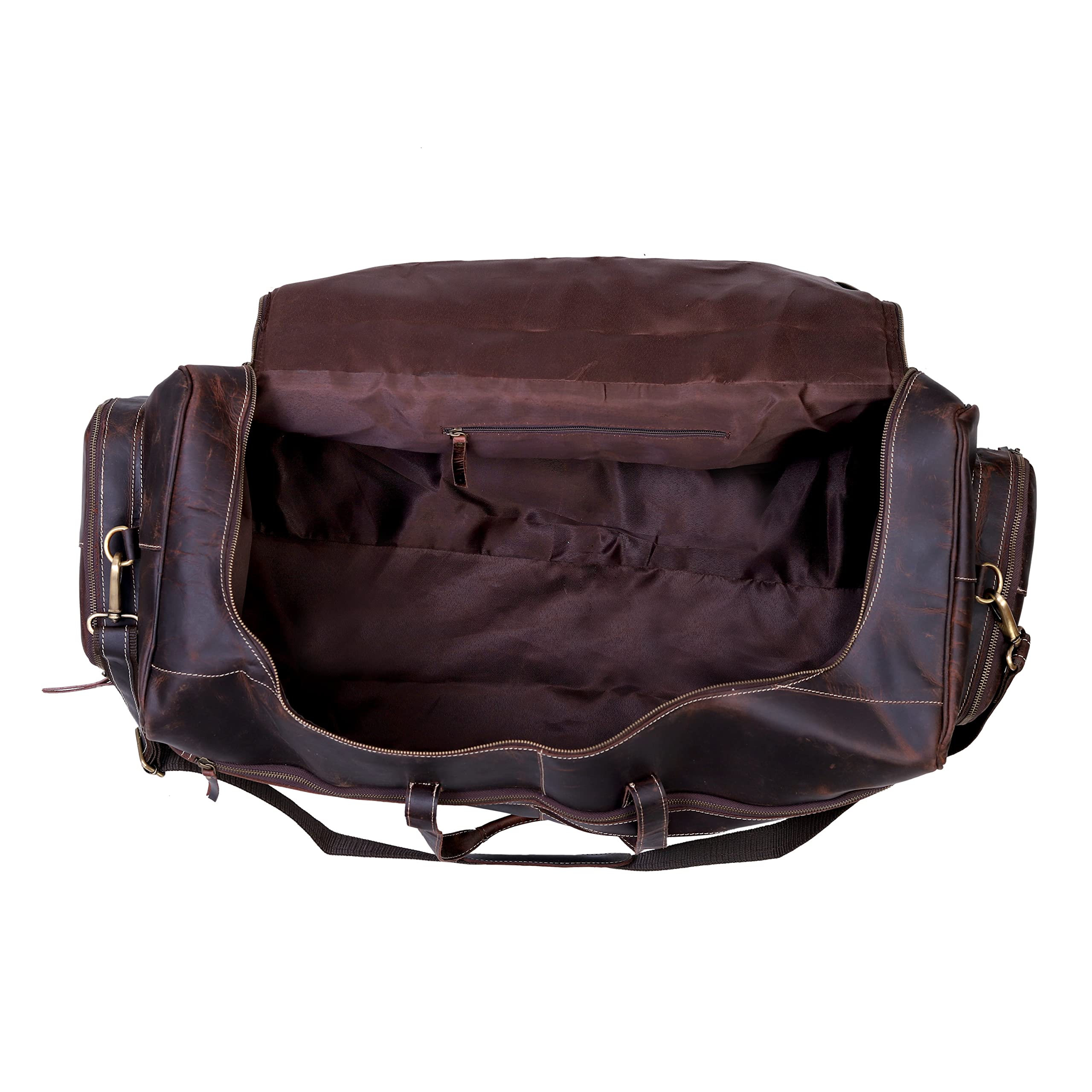 Premium Leather Duffle Travel Bag for Men & Women - 28 Inch Large Carry On Gym Sports Overnight Bag - Airline Approved Underseat Cabin Luggage for Business Trip & Weekend Getaway - Perfect Gift for Professionals (Use Cases: Gym, Business Travel, Weekend Trips, Sports Events)