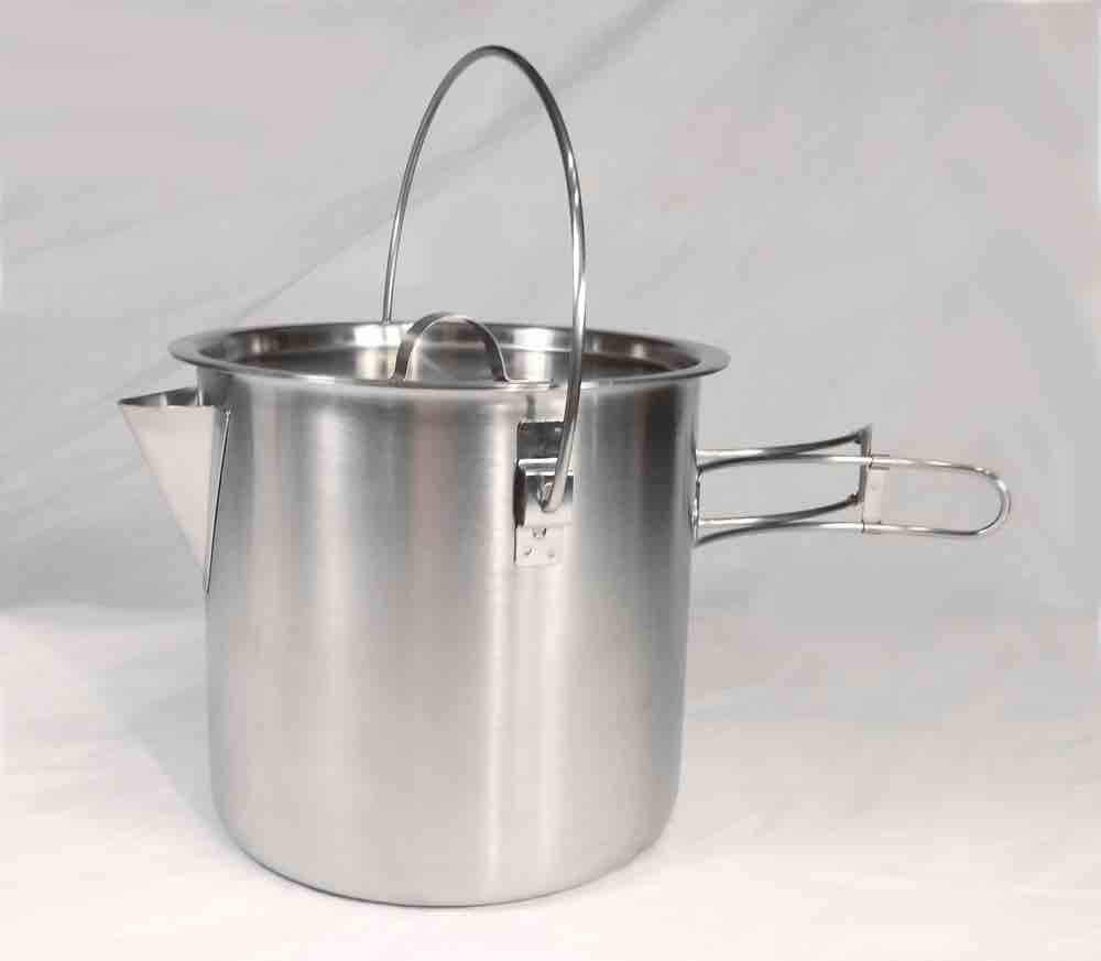 52/68 Oz Stainless Steel Camping Pot with Lid - Lightweight Cooking Kettle for Backpacking, Hiking & Outdoor Adventures - Perfect for Boiling Water, Cooking Meals & Survival Gear