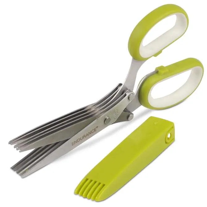 5-Blade Stainless Steel Herb Scissors with Protective Cover - Perfect for Chopping Fresh Herbs, Cooking, and Kitchen Prep