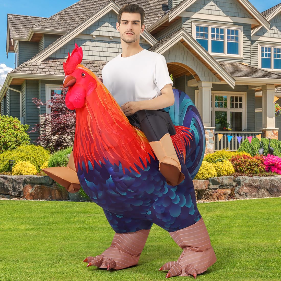 COMIN Inflatable Chicken Costume for Adults - Funny Rooster Suit for Halloween, Cosplay, Birthday & Christmas Parties | Men & Women's Hilarious Outfit for Festivals, Themed Events & Pranks