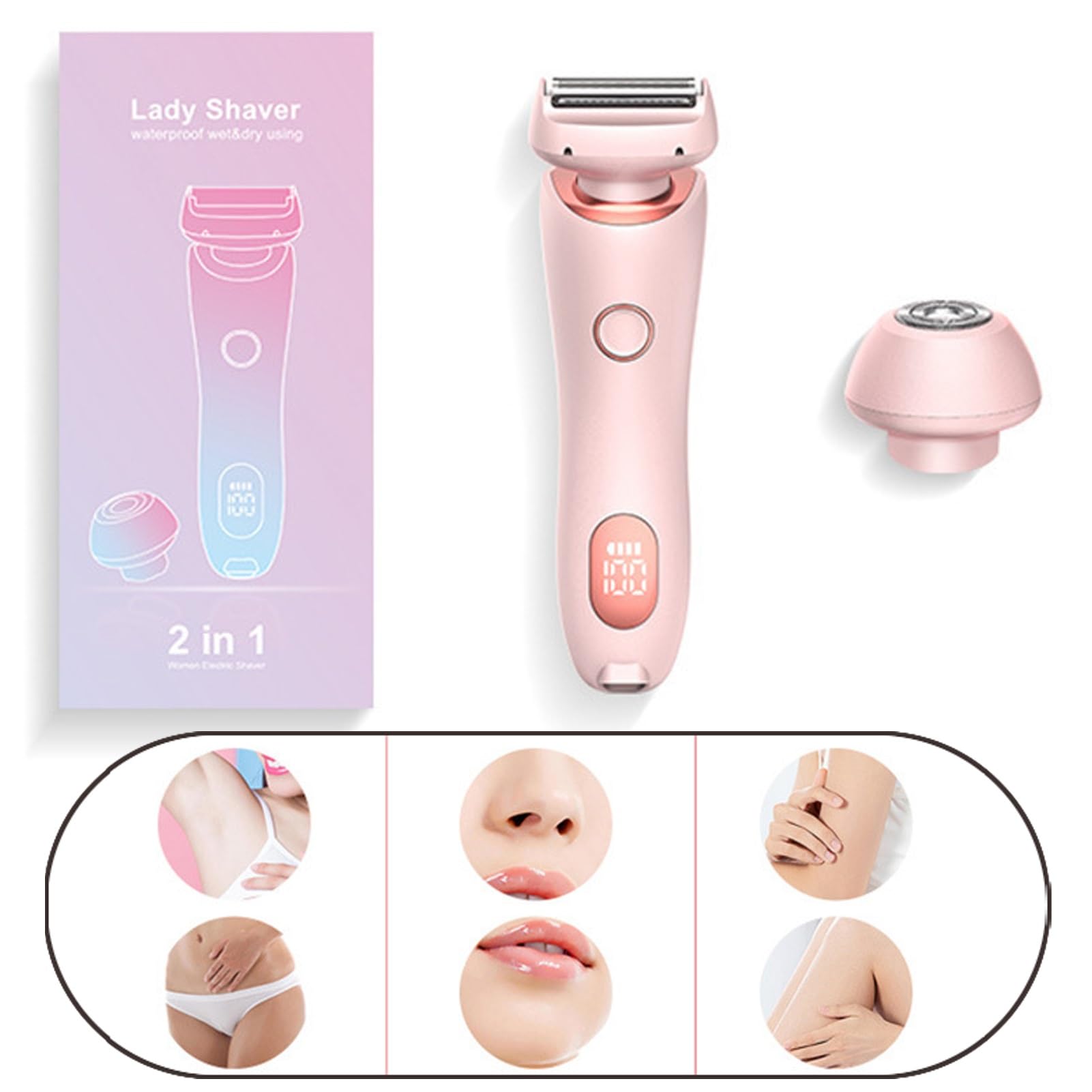 Velvix Smooth Shave Electric Razor 2025 - 2 in 1 Wet & Dry Body Shaver for Men & Women | Portable Rechargeable Trimmer for Face, Legs, Bikini & Full Body Grooming | Pink Travel-Friendly Design