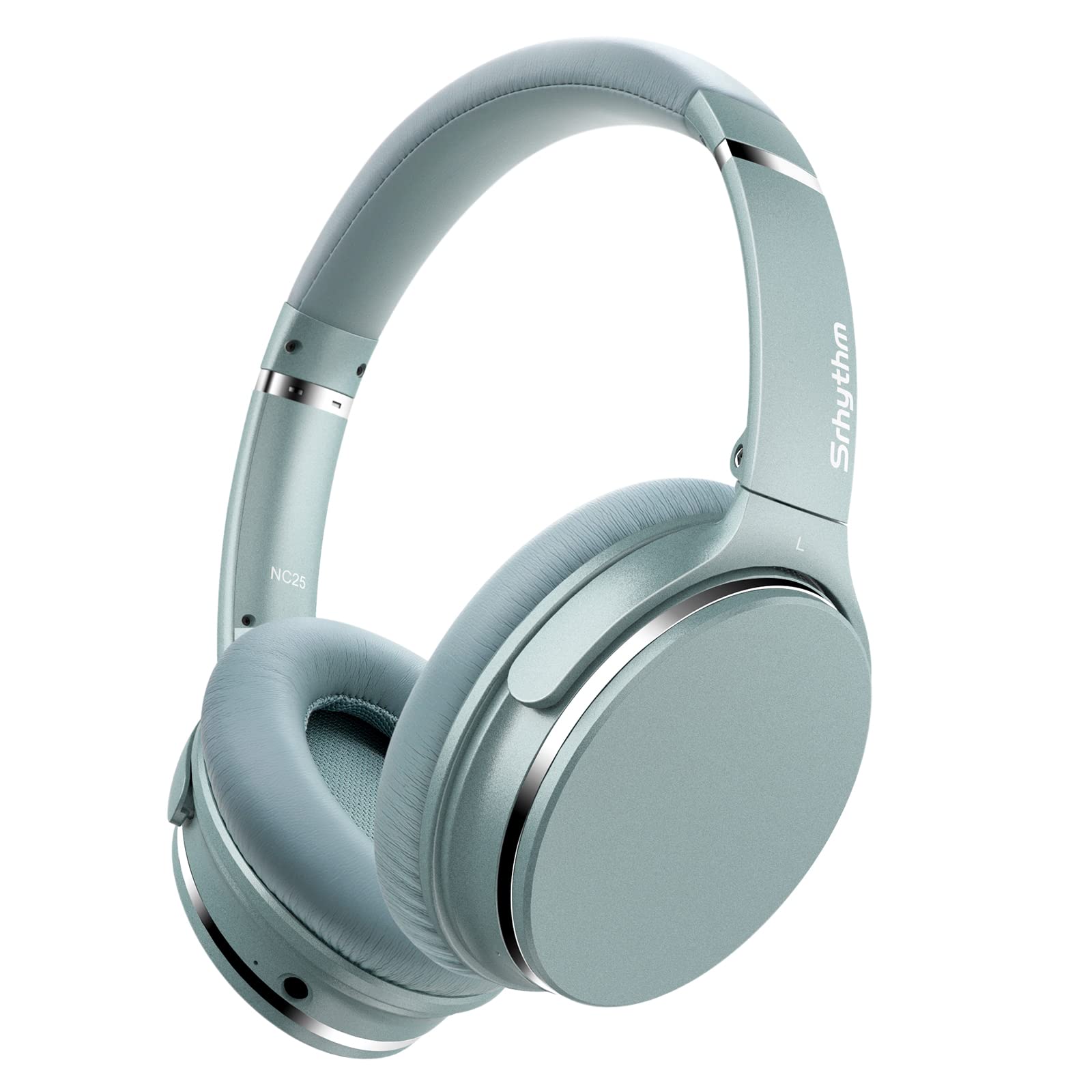 Srhythm NC25 Wireless Bluetooth 5.0 Over-Ear Headphones with Active Noise Cancelling (ANC), Hi-Fi Sound, Built-in Mic, 50H Battery Life, Low Latency Game Mode - Perfect for Travel, Work & Gaming (Renewed)
