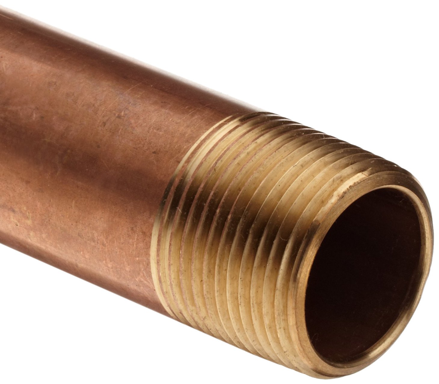 Premium Red Brass Pipe Fitting Nipple - Schedule 40 Seamless, 1/4
