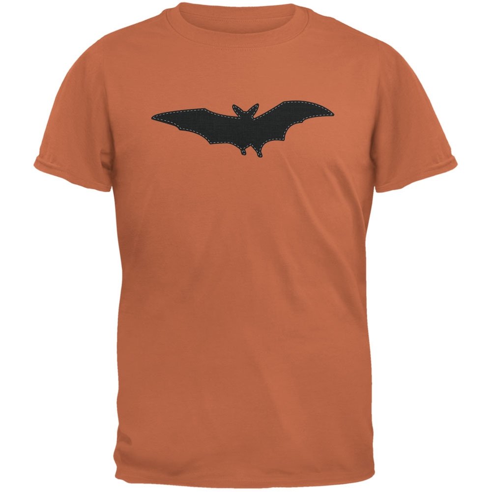 Halloween Bat Faux Stitched Texas Orange Adult T-Shirt - Spooky Party Costume & Casual Wear