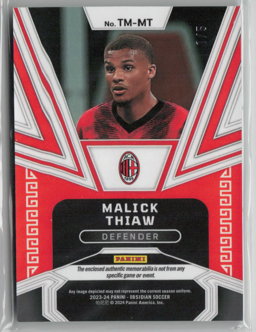 2023-24 Panini Obsidian Trifecta Malick Thiaw Green Patch 1/5 #TM MT Soccer Trading Card - Rare Collectible for Soccer Fans & Card Investors