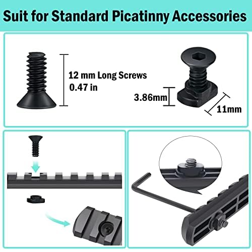 16 Pack T-Nut Screw Replacement Kit for Rail Mount Systems - Includes Thread Locking Screws, Nuts & 3 Wrenches - Compatible with Standard Picatinny/Weaver Rails (16 Screws + 16 Nuts + 3 Wrenches) - Perfect for Firearm Accessories, Scope Mounts & Tactical Gear Installation
