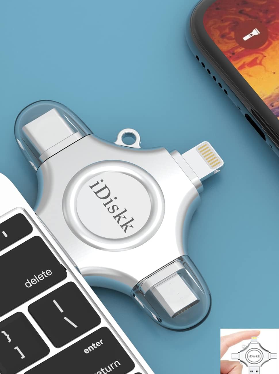 iDiskk 512GB MFI Certified USB Flash Drive for iPhone 14/13/12/11/X - Photo Storage Stick for iPad, Android, Samsung, MacBook & Computer - Backup Photos, Videos & Files for Travel, Work & School