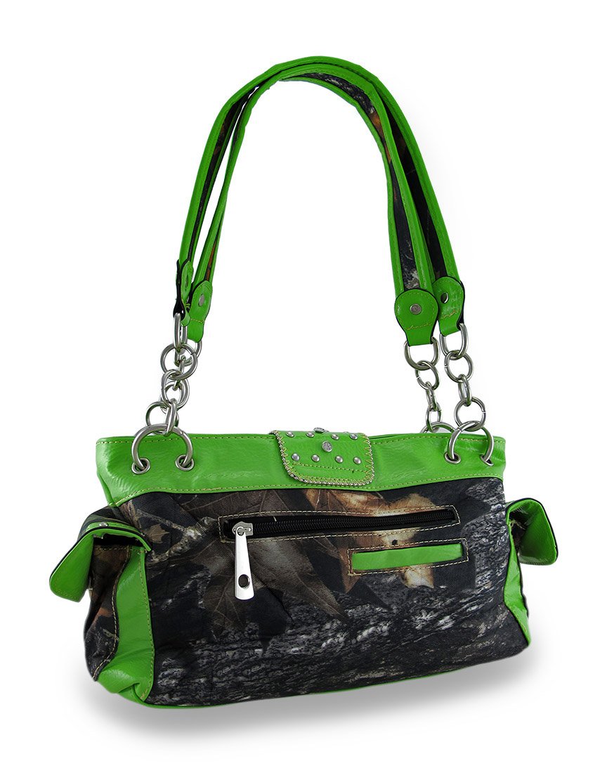 Camouflage Rhinestone Western Buckle Purse and Wallet Set for Women - Stylish Green Cowgirl Accessories for Parties, Rodeo Events and Western Fashion Outfits