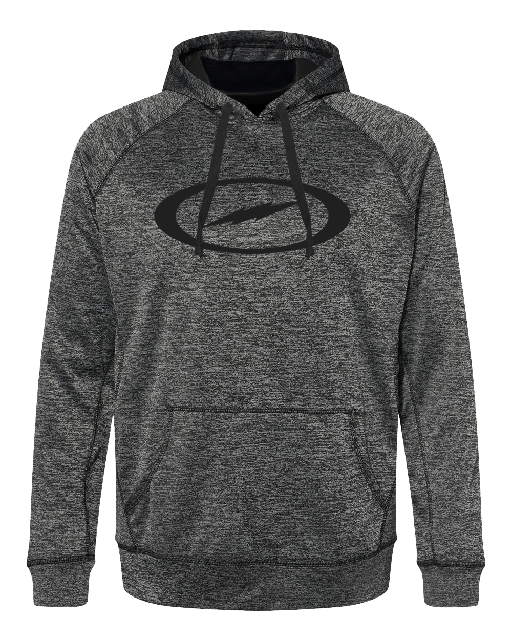 Storm Oval Bolt Black Performance Hoodie - Lightweight, Moisture-Wicking & Breathable Workout Hooded Sweatshirt for Men & Women | Gym, Running, Outdoor Activities